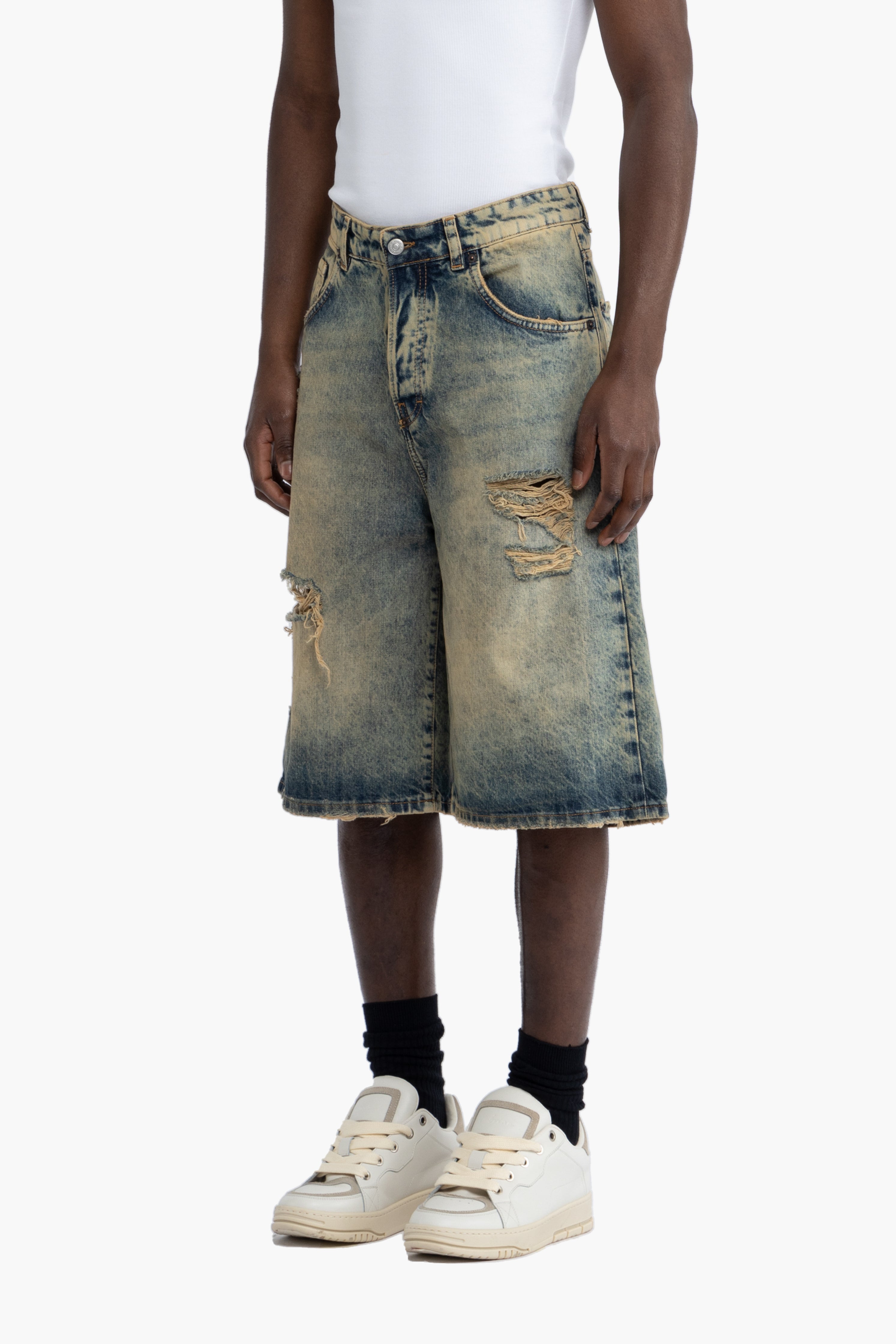 Bermuda denim effetto slavato