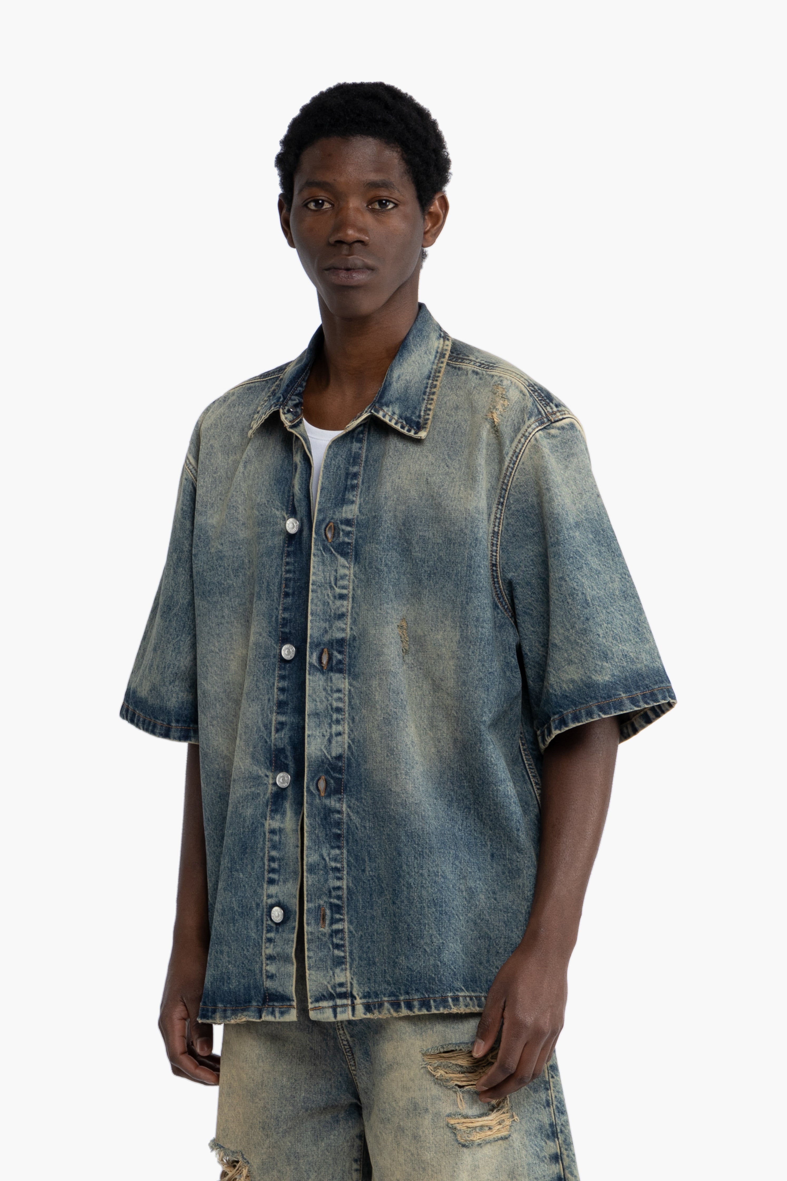 Camicia denim effetto slavato