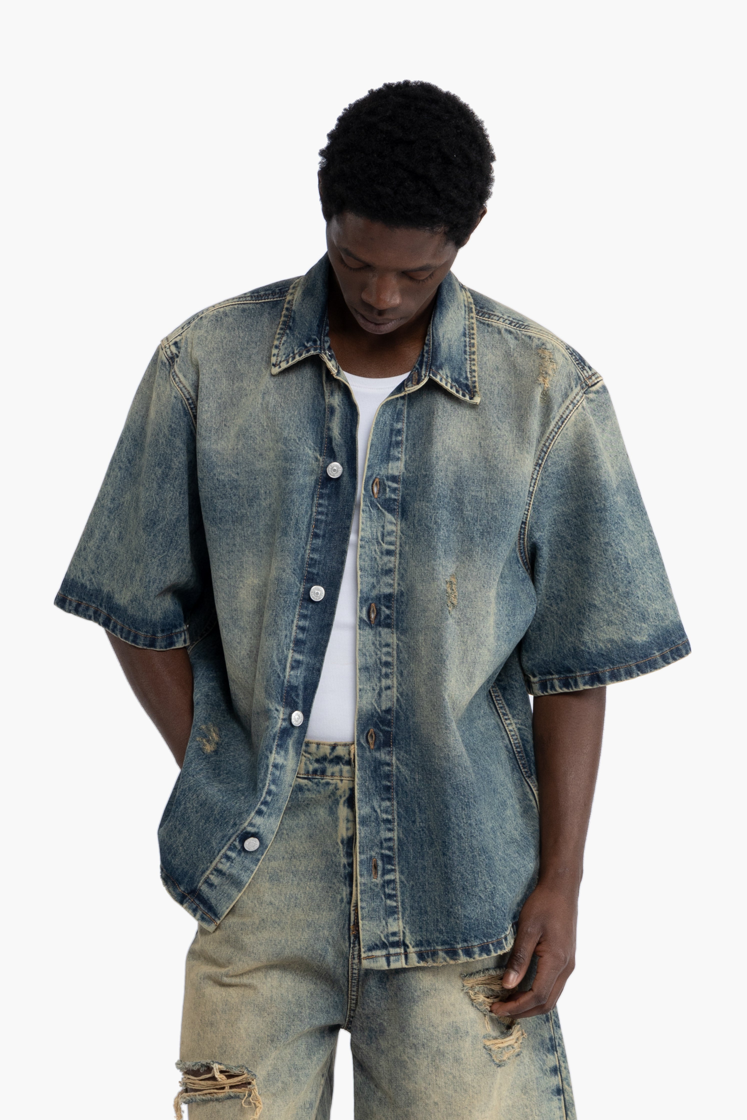 Camicia denim effetto slavato