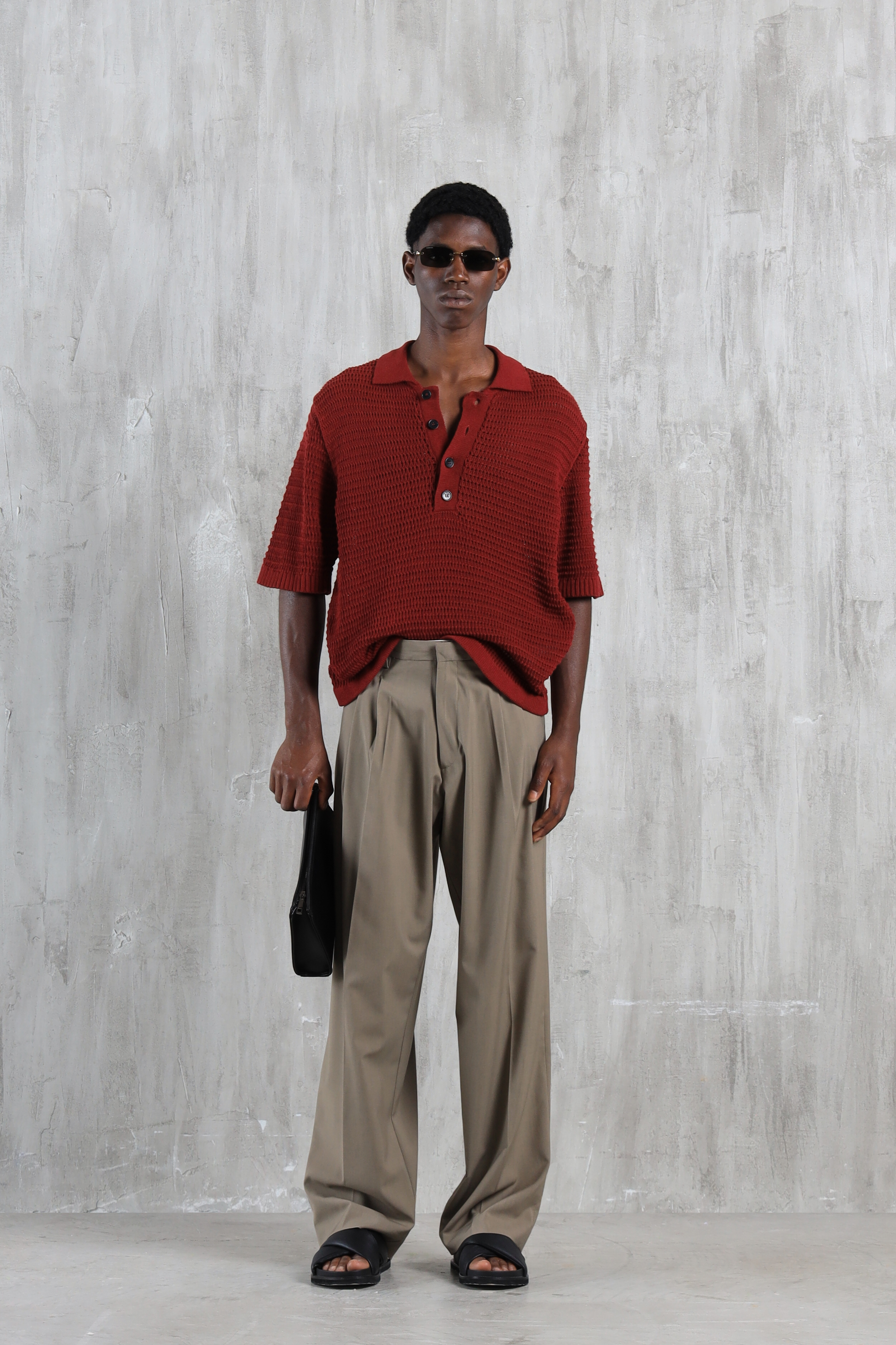 Polo crochet in maglia - Bordeaux