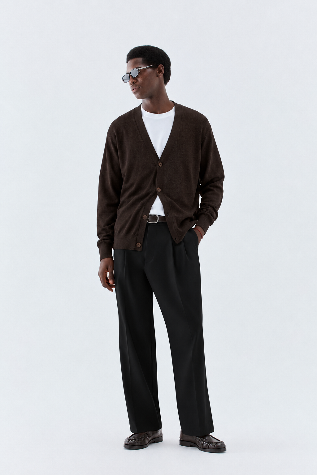 Cardigan in maglia rasata - Moro
