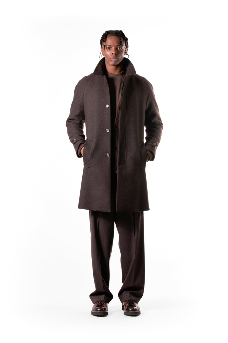 Single-breasted raglan sleeve coat - Moro