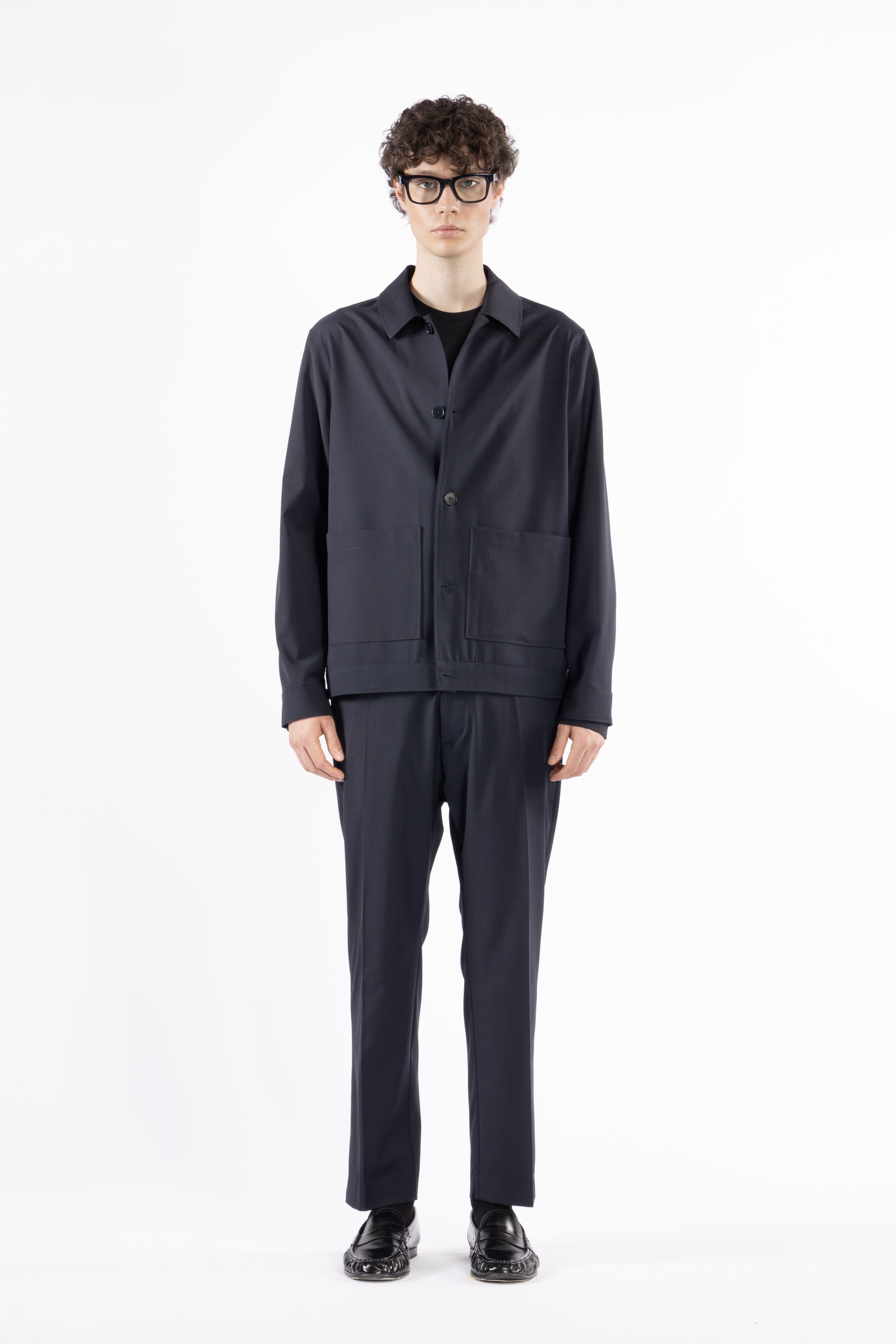 Pantalone regolare in misto lana - Blu