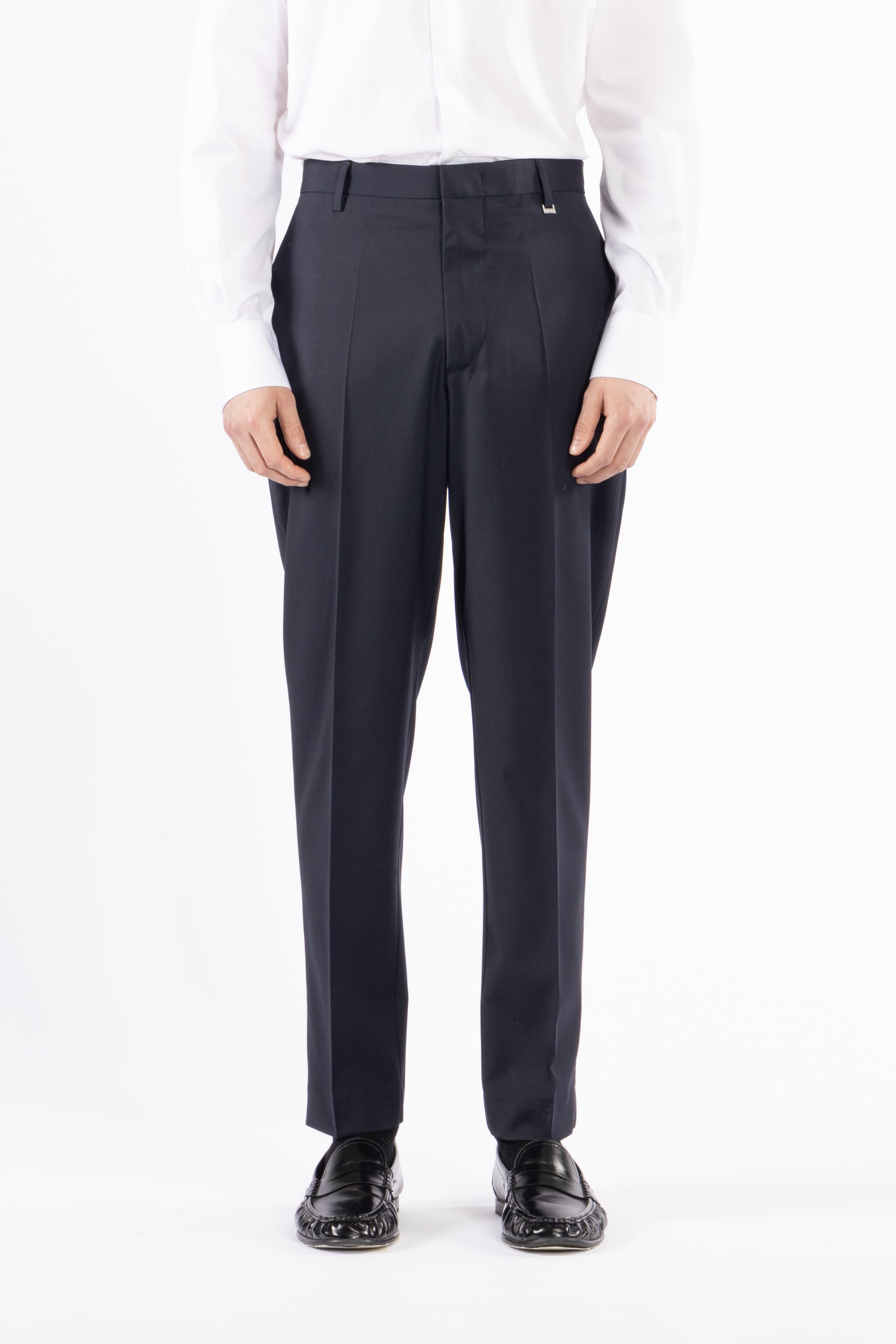 Pantalone regolare in misto lana - Blu