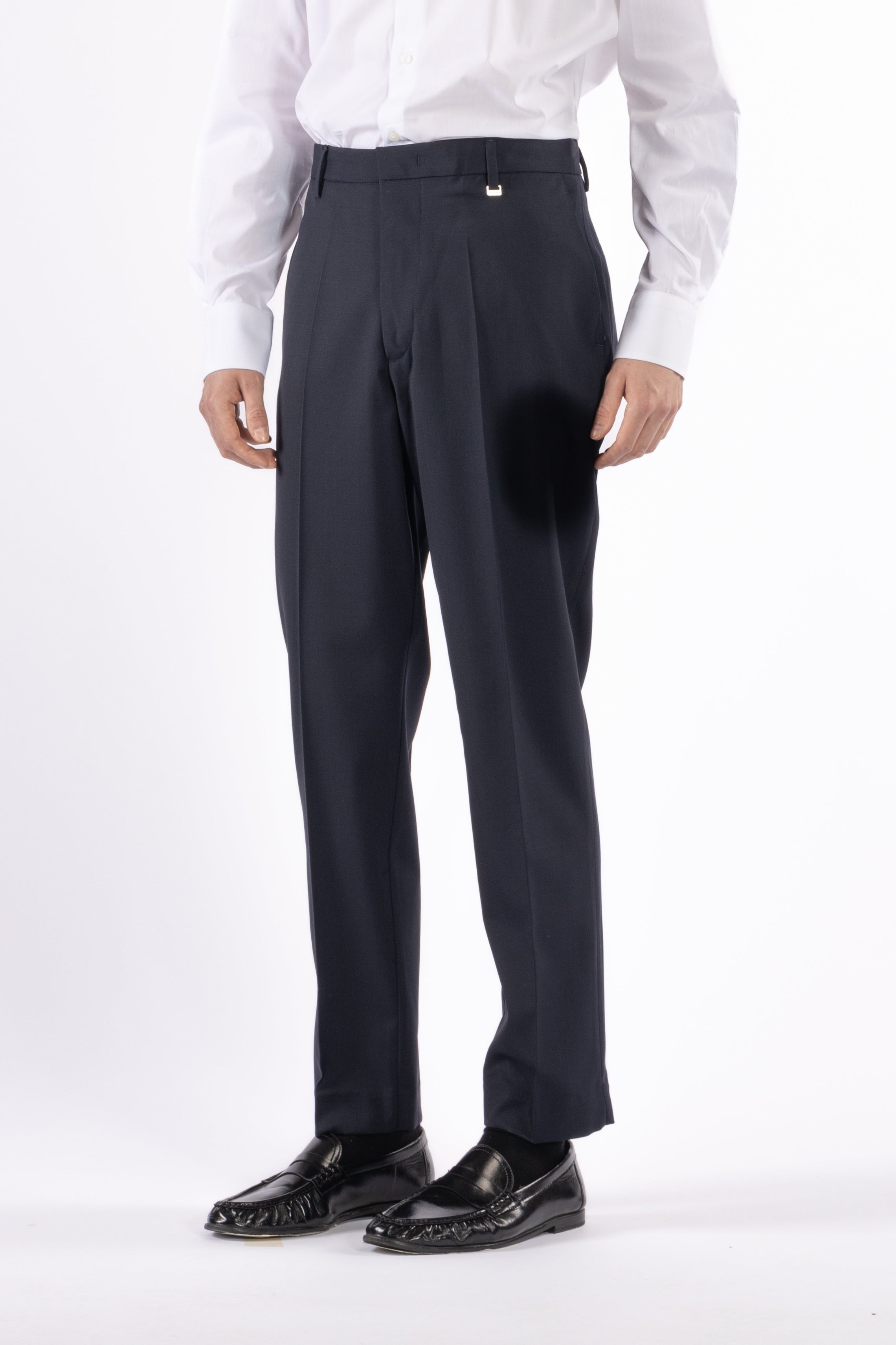 Pantalone regolare in misto lana - Blu