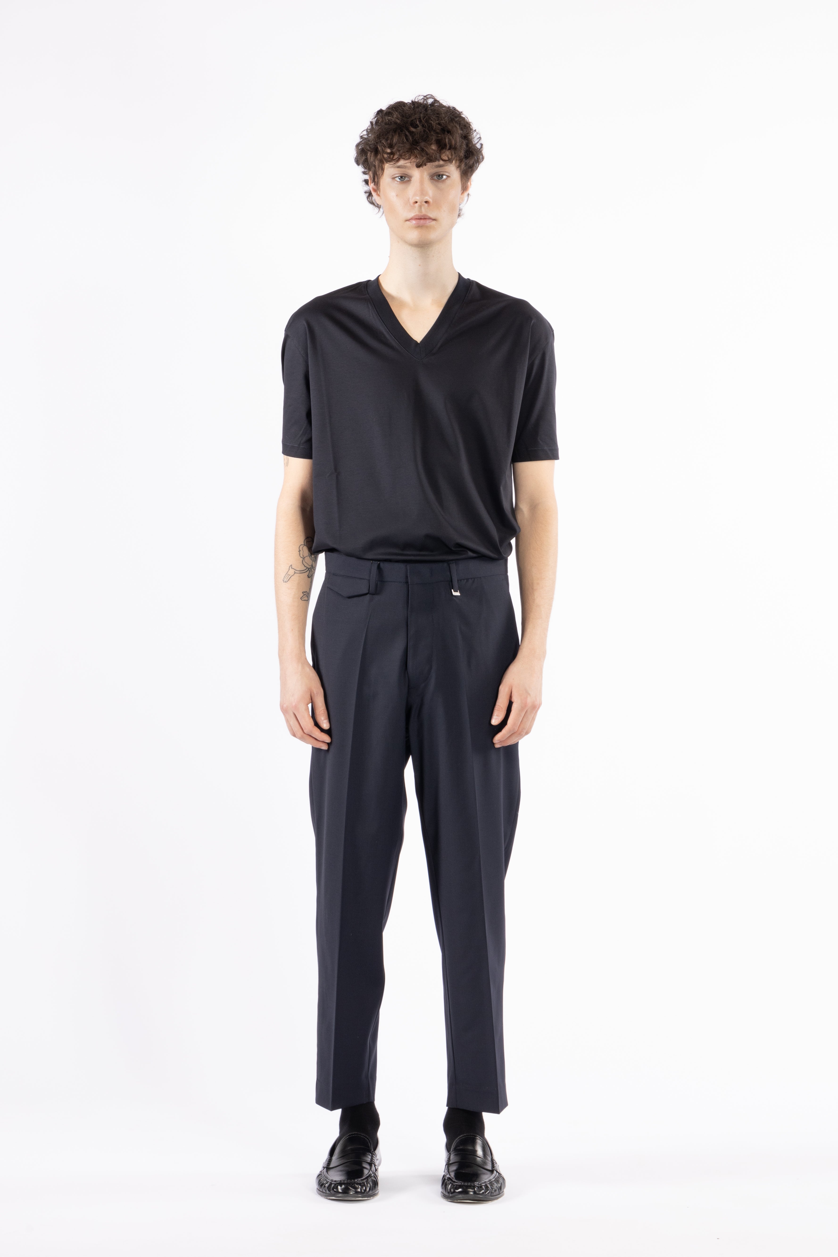 Pantalone regolare in misto lana - Blu