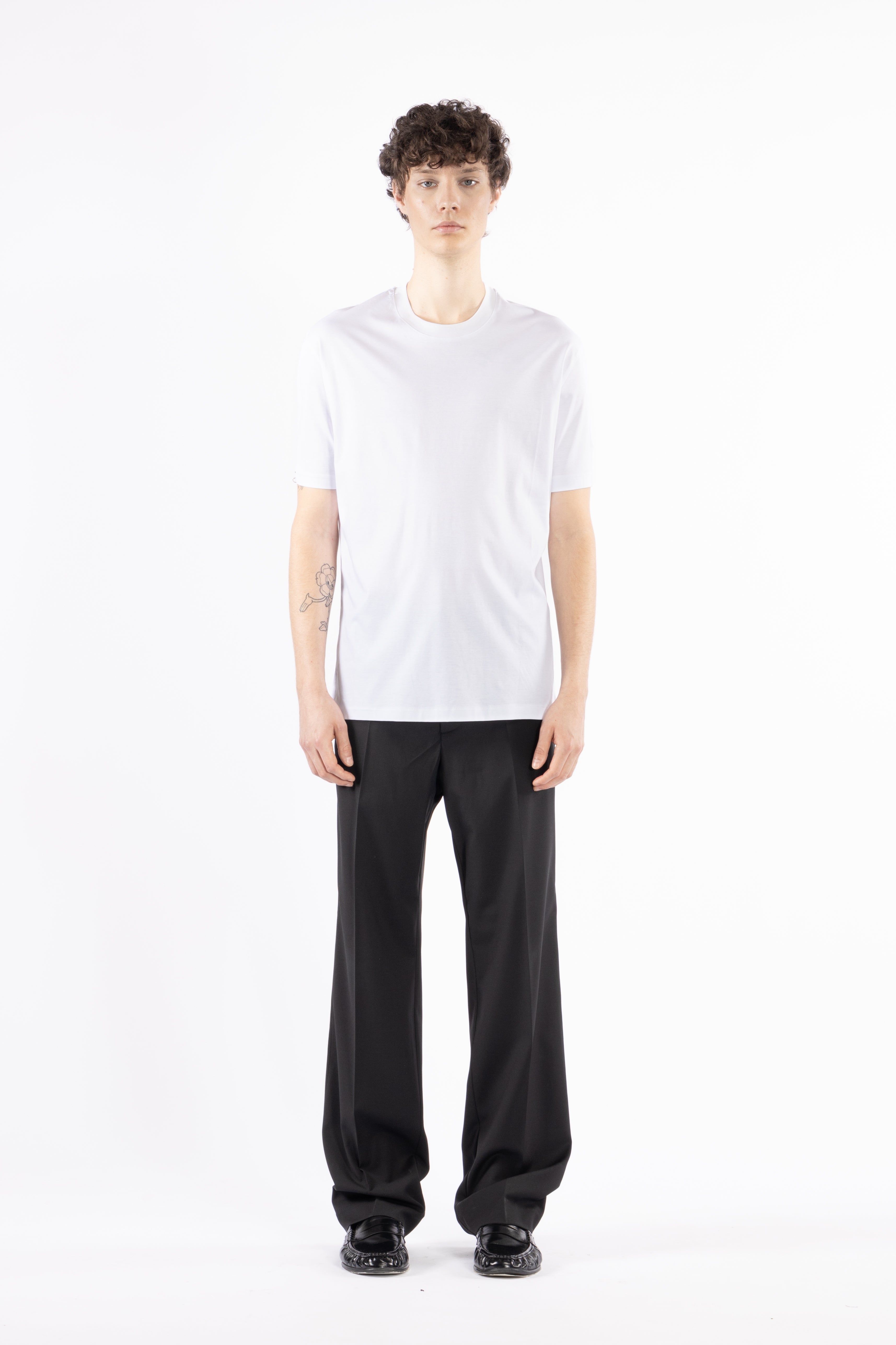 T-shirt girocollo in cotone mercerizzato - Bianco