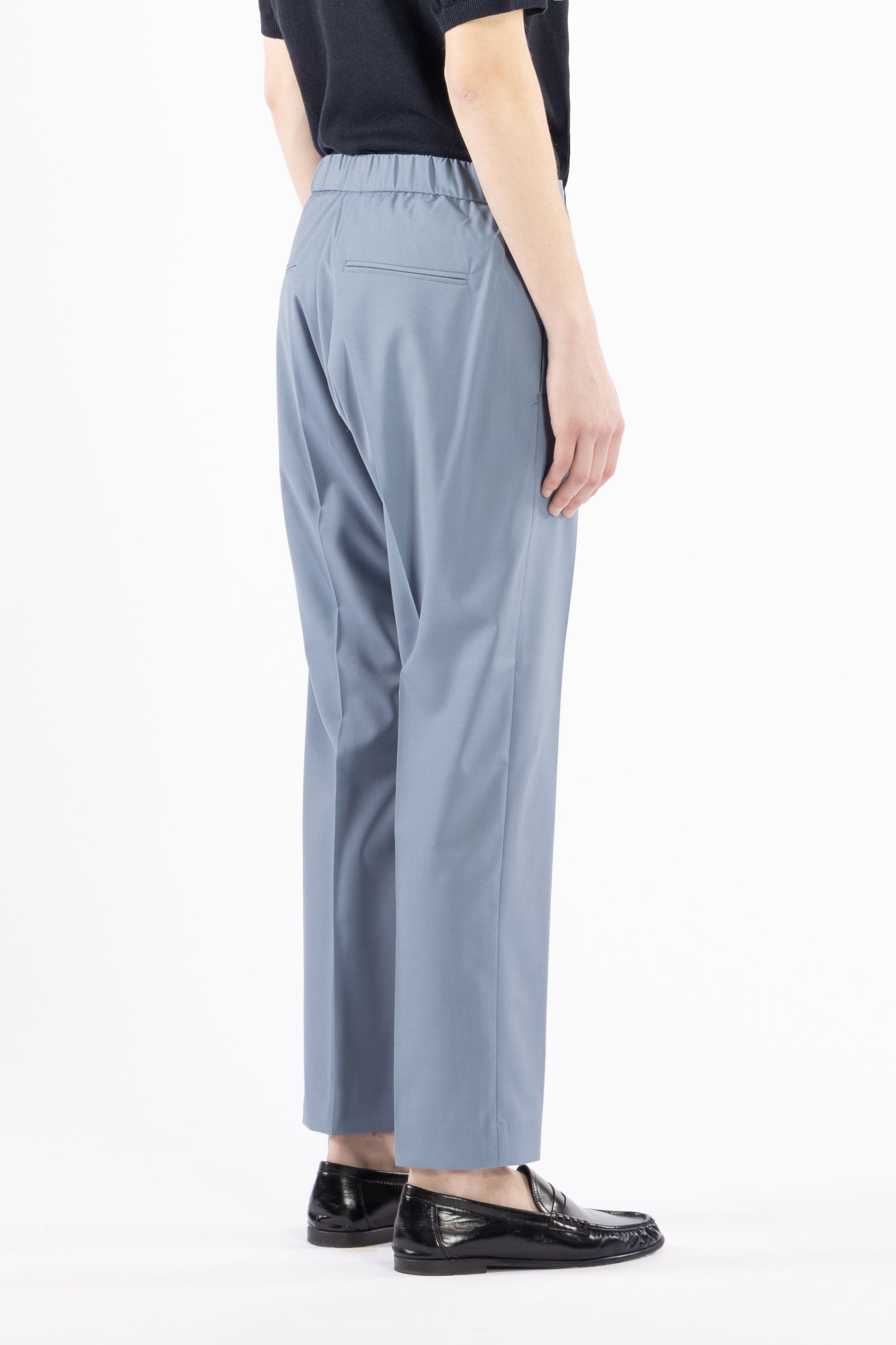 Pantalone con elastico retro in misto lana - Indaco
