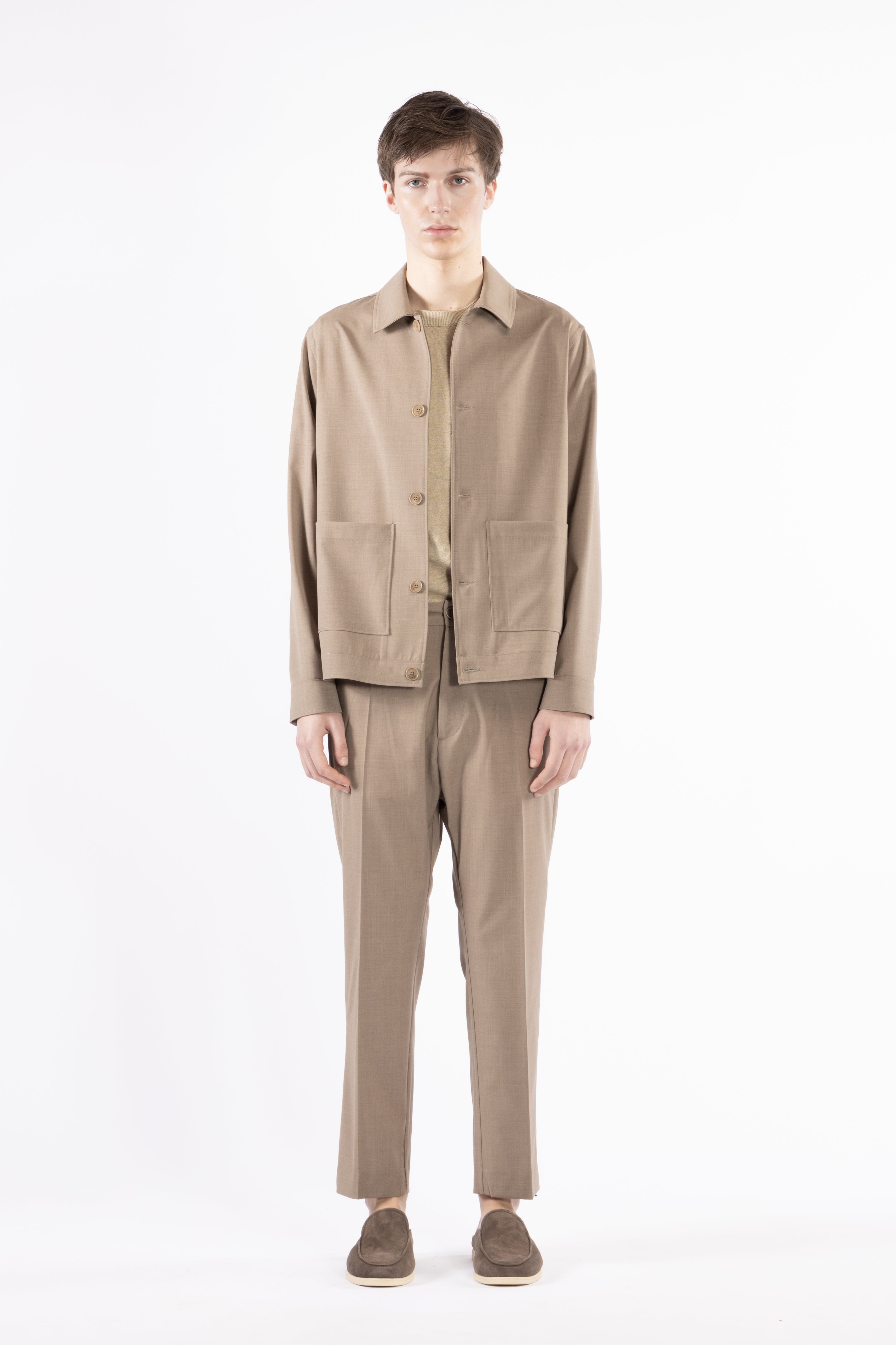 Giacca camicia sfoderata misto una - Taupe