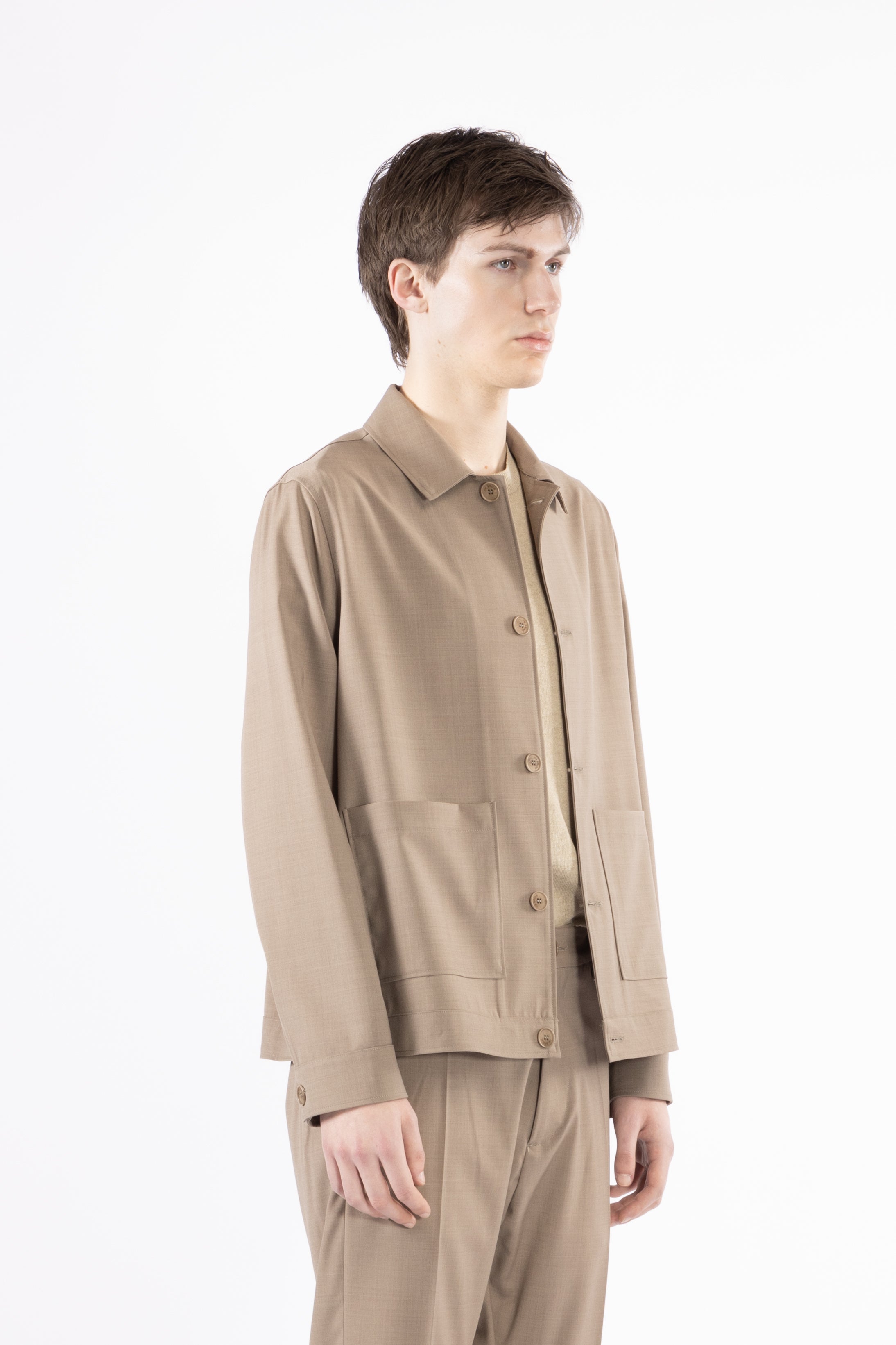 Giacca camicia sfoderata misto una - Taupe