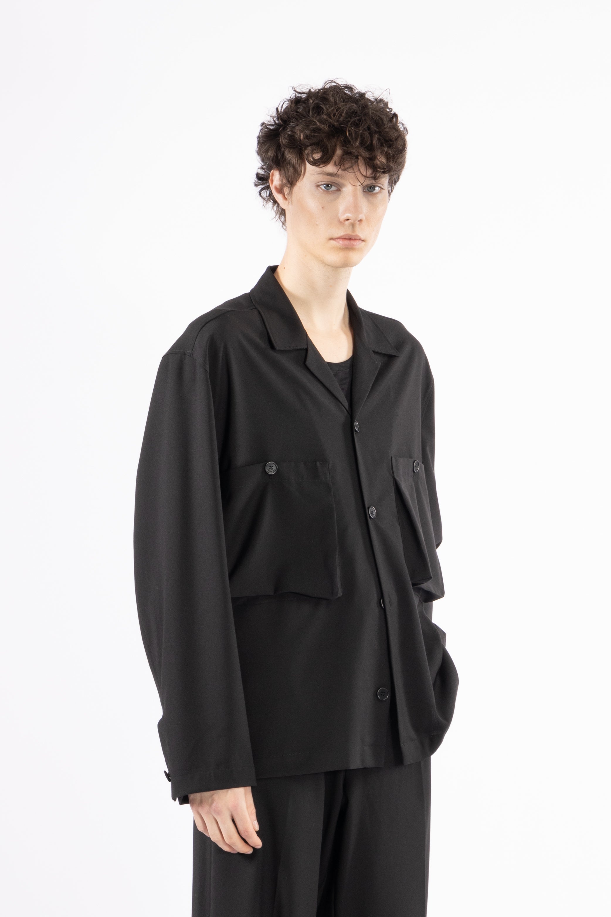 Camicia tasconi collo aperto - Nero