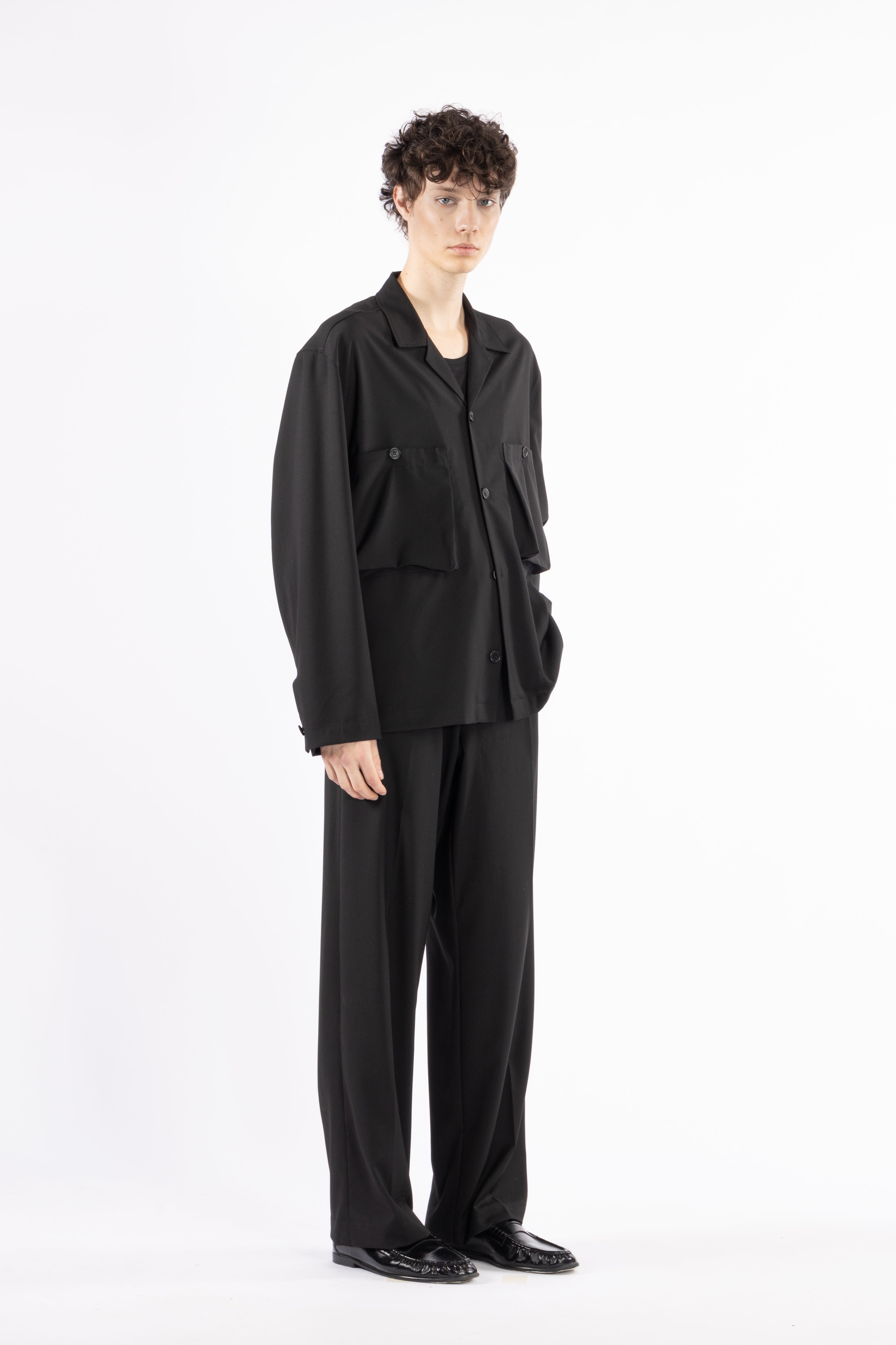 Camicia tasconi collo aperto - Nero