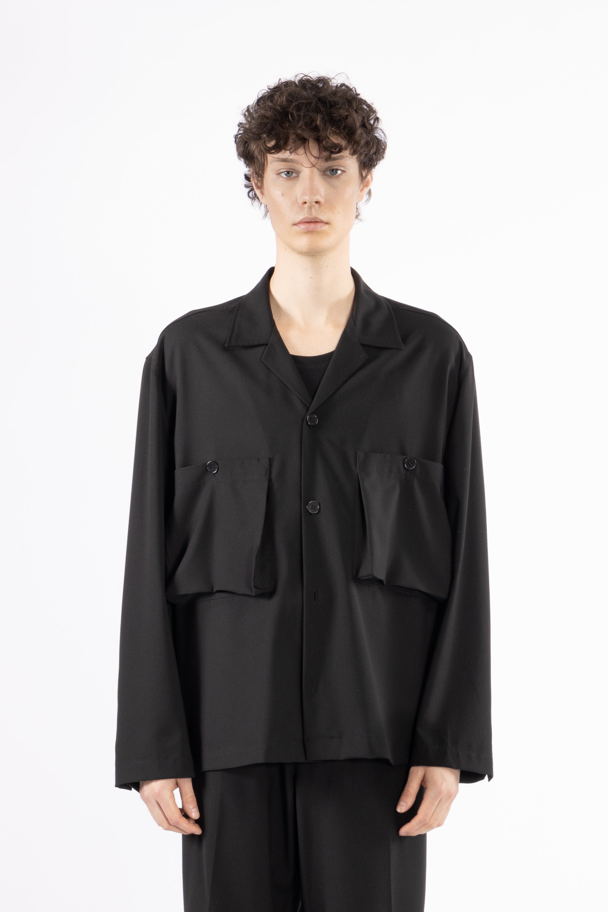 Camicia tasconi collo aperto - Nero