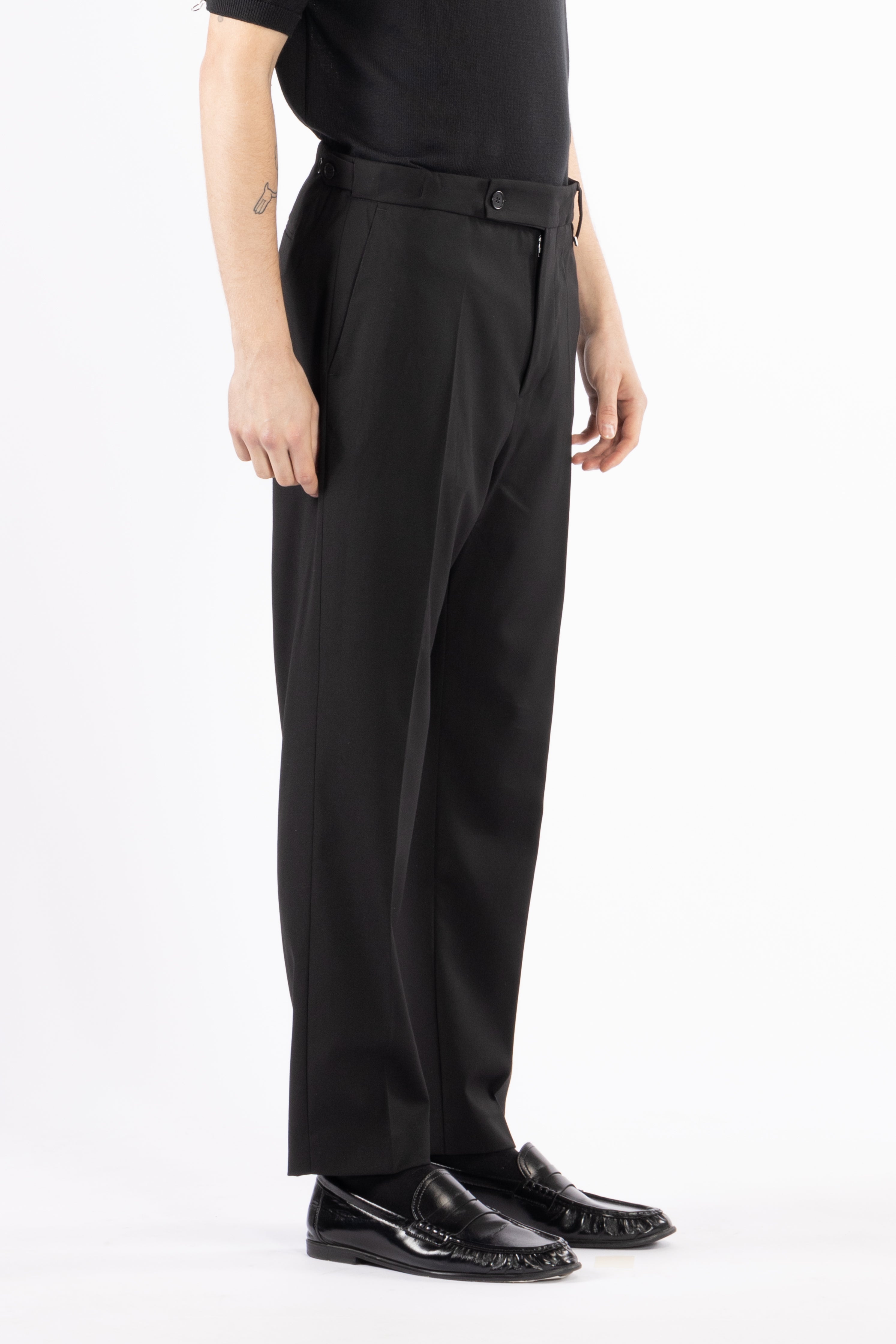 Pantalone regolare vita alta - Nero