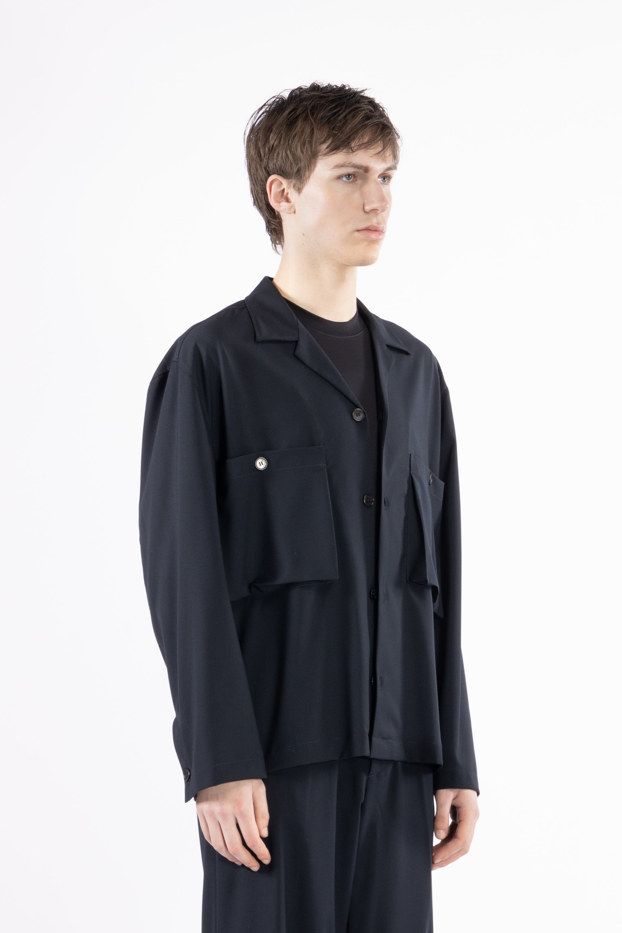 Camicia tasconi collo aperto - Blu