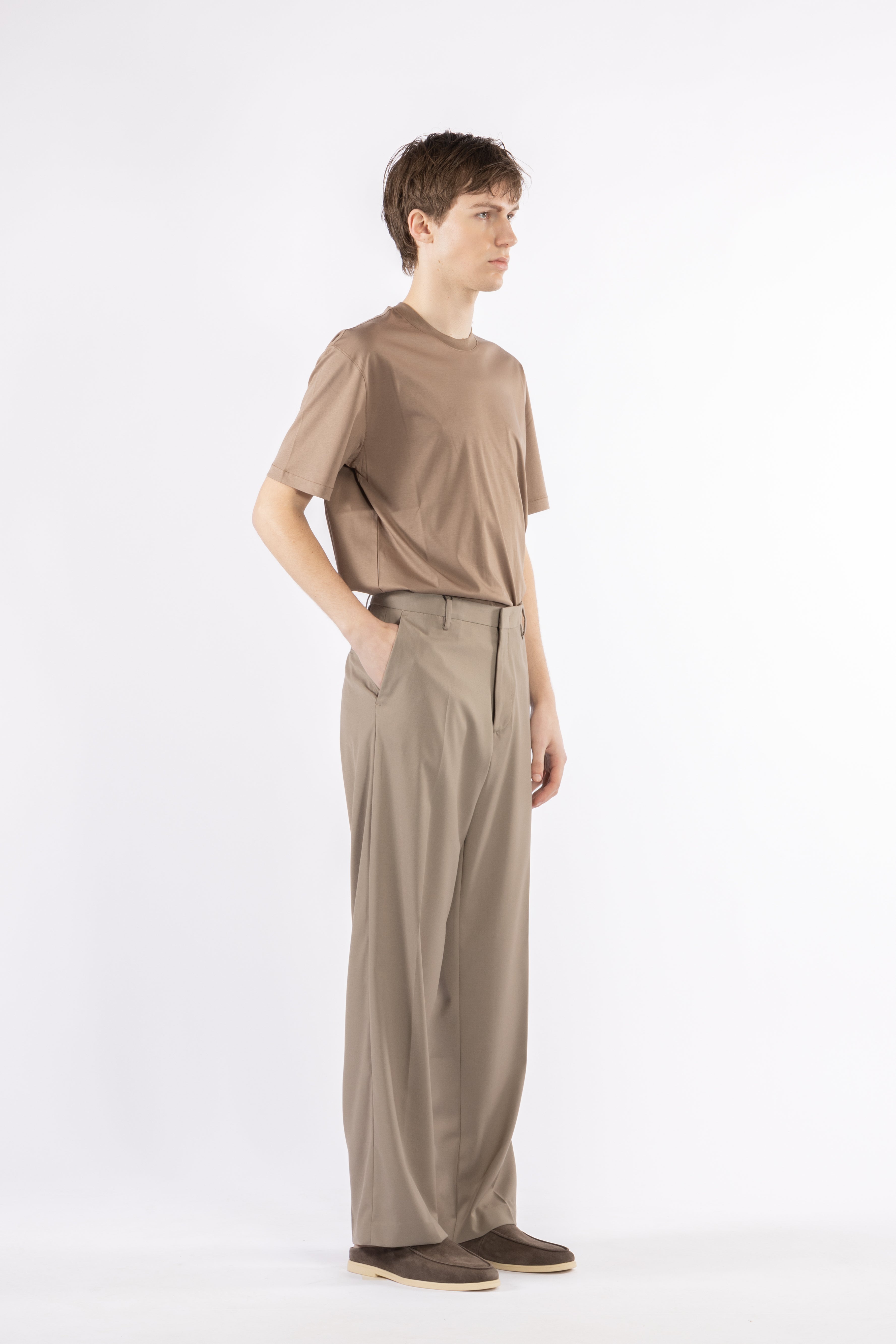 Pantalone fondo ampio - Taupe