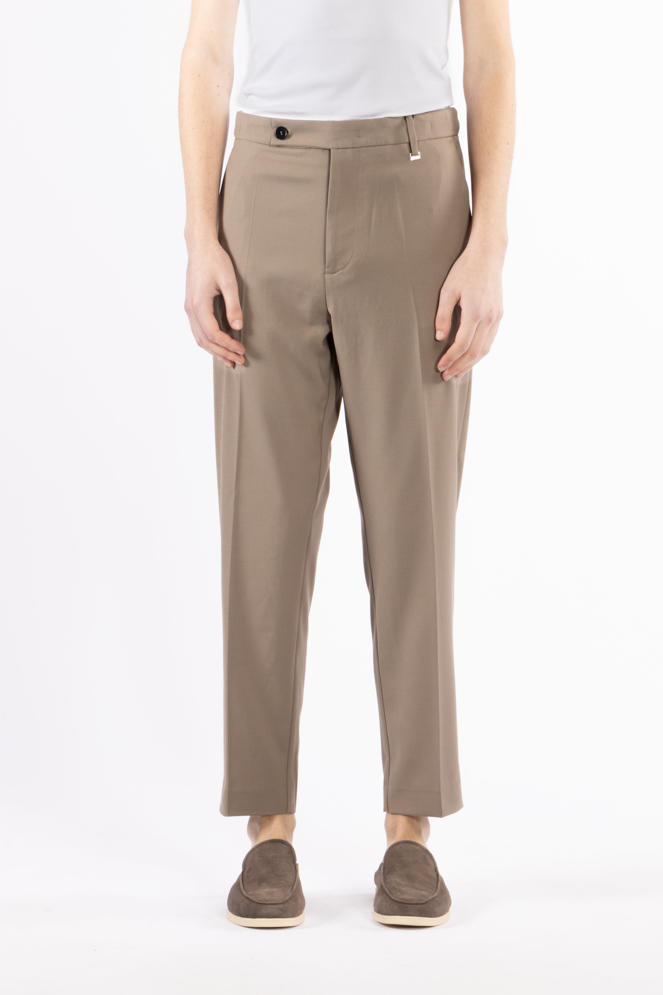 Pantalone regolare vita alta - Taupe