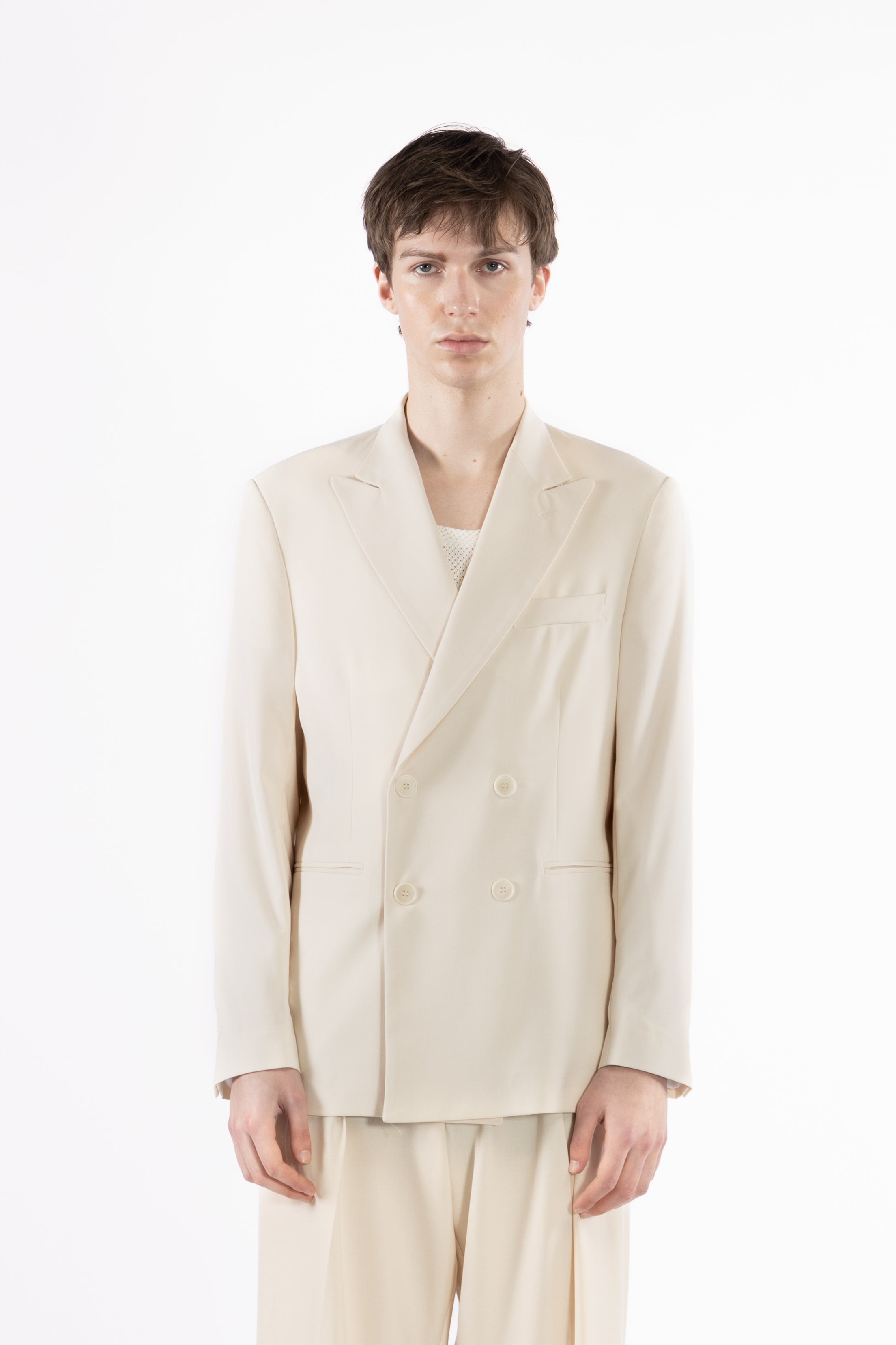 Giacca da abito doppiopetto - Panna