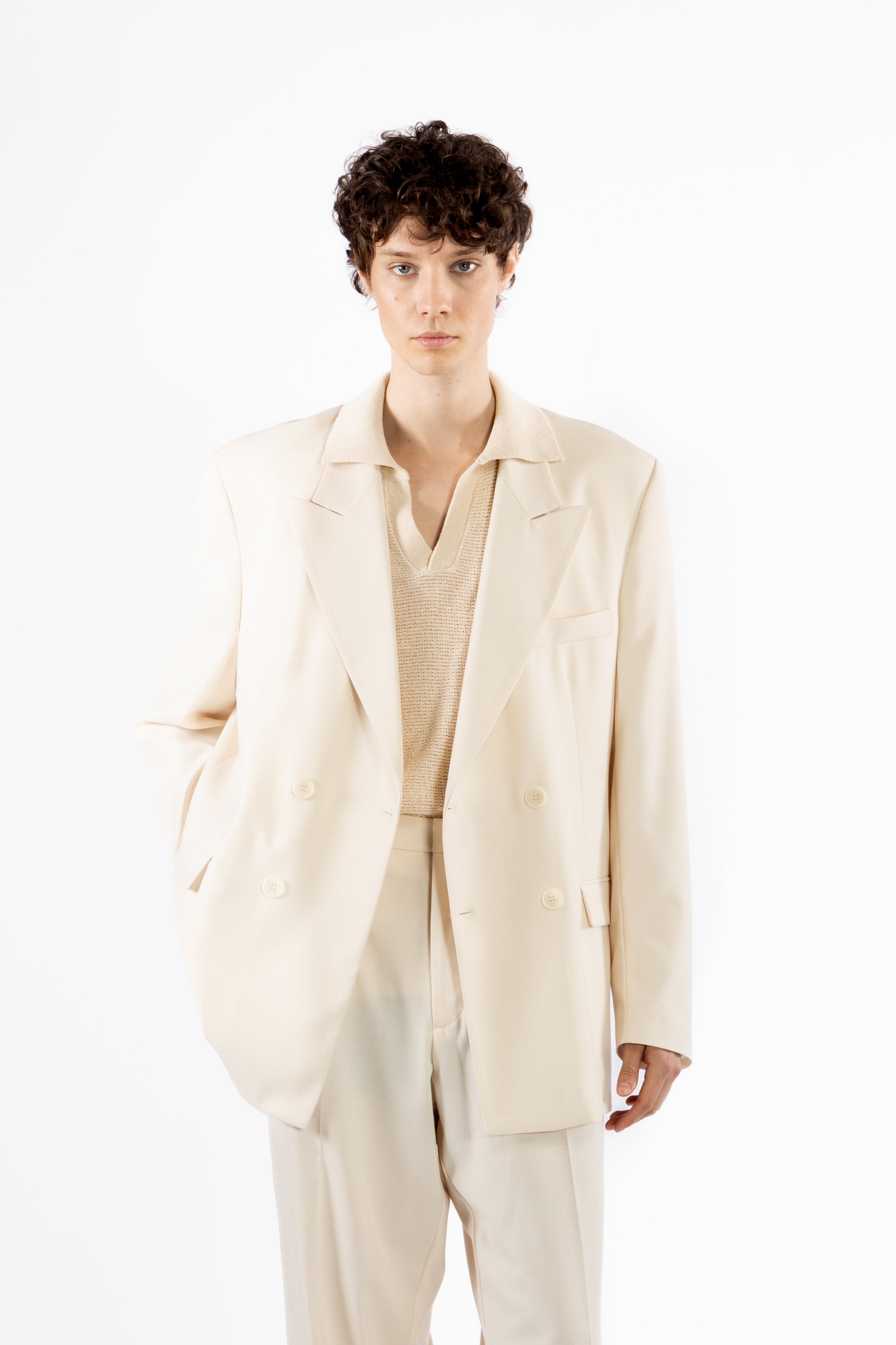 Giacca da abito oversize - Panna