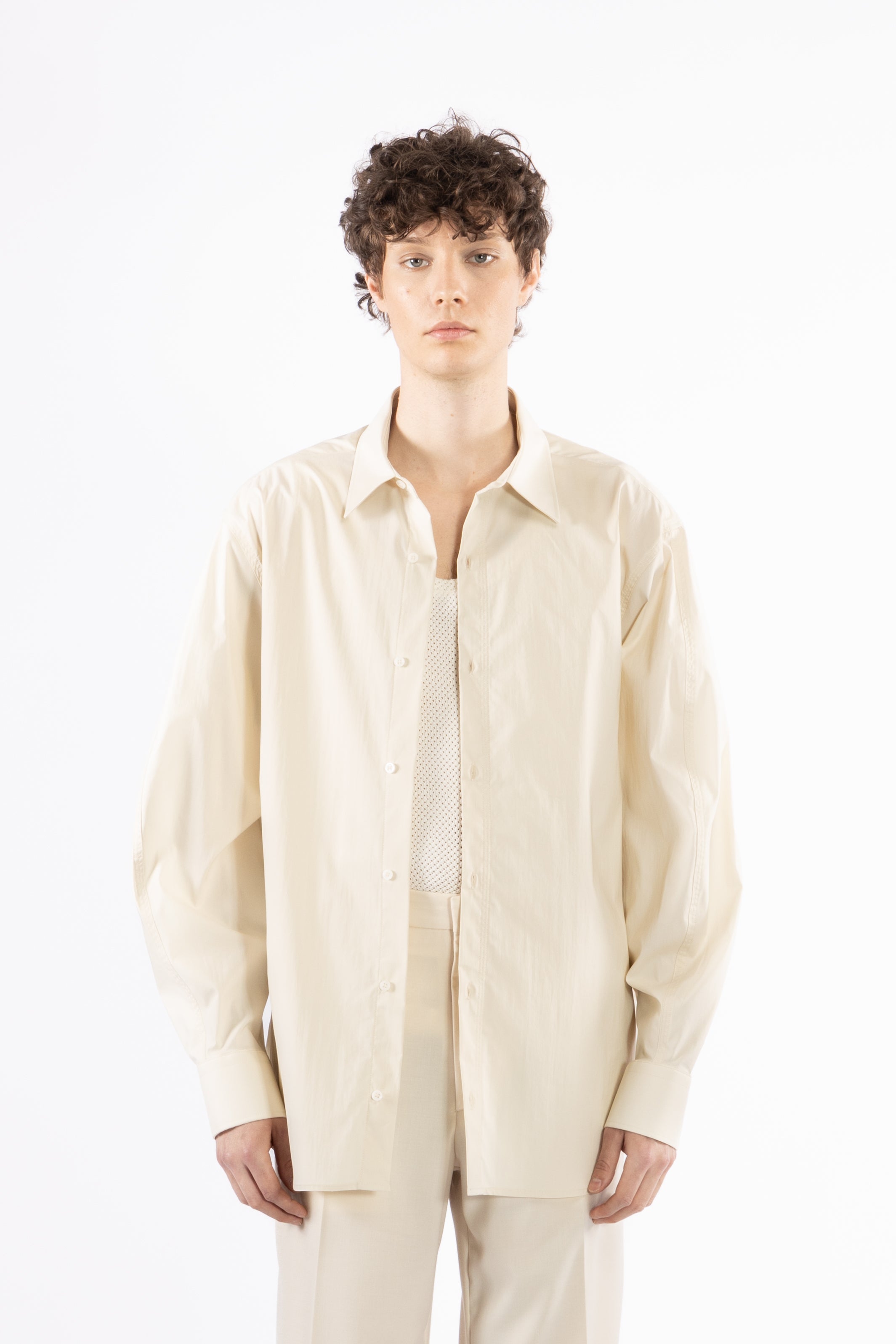 Camicia oversize in cotone - Panna