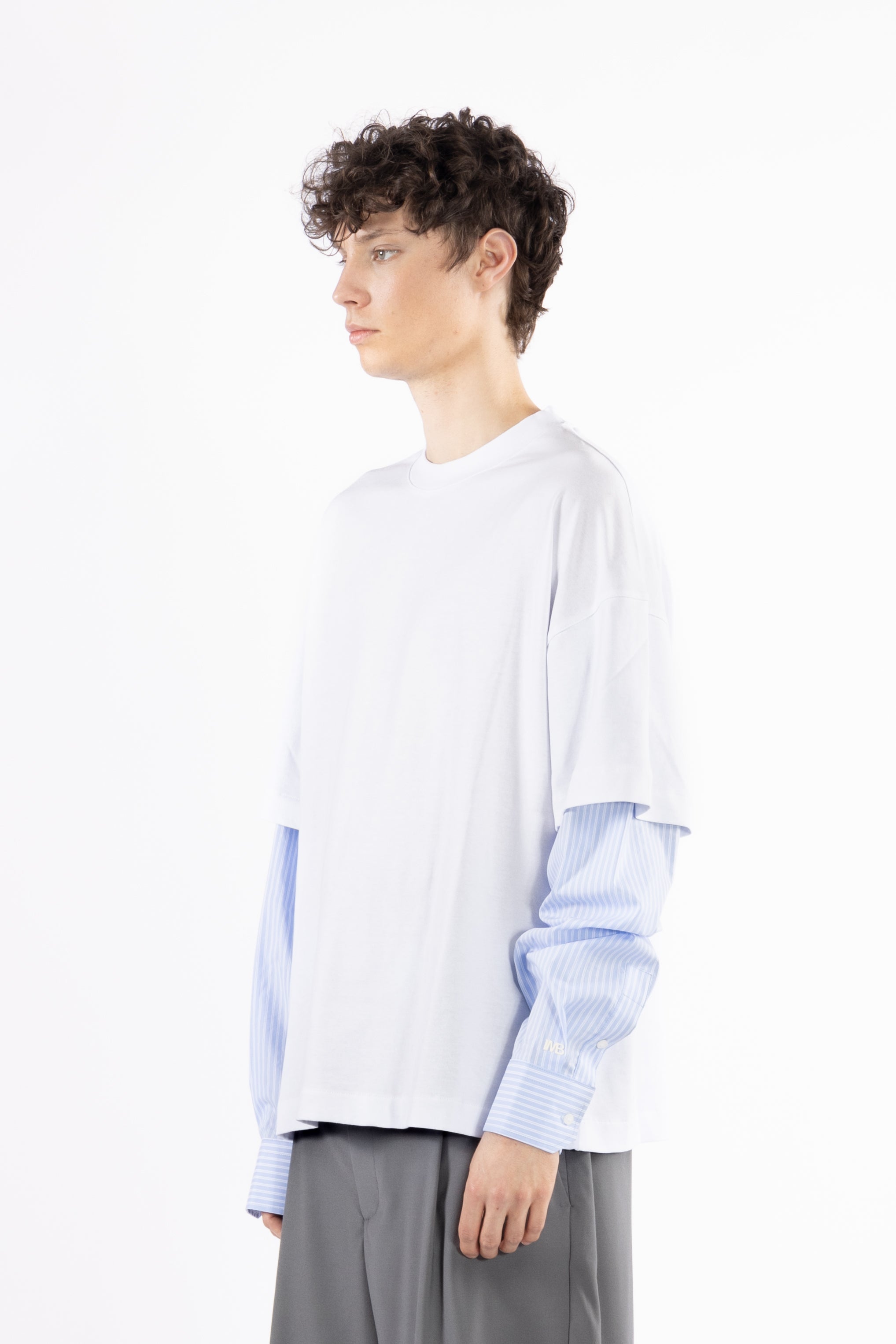 T-shirt oversize doppia manica camicia - Bianco