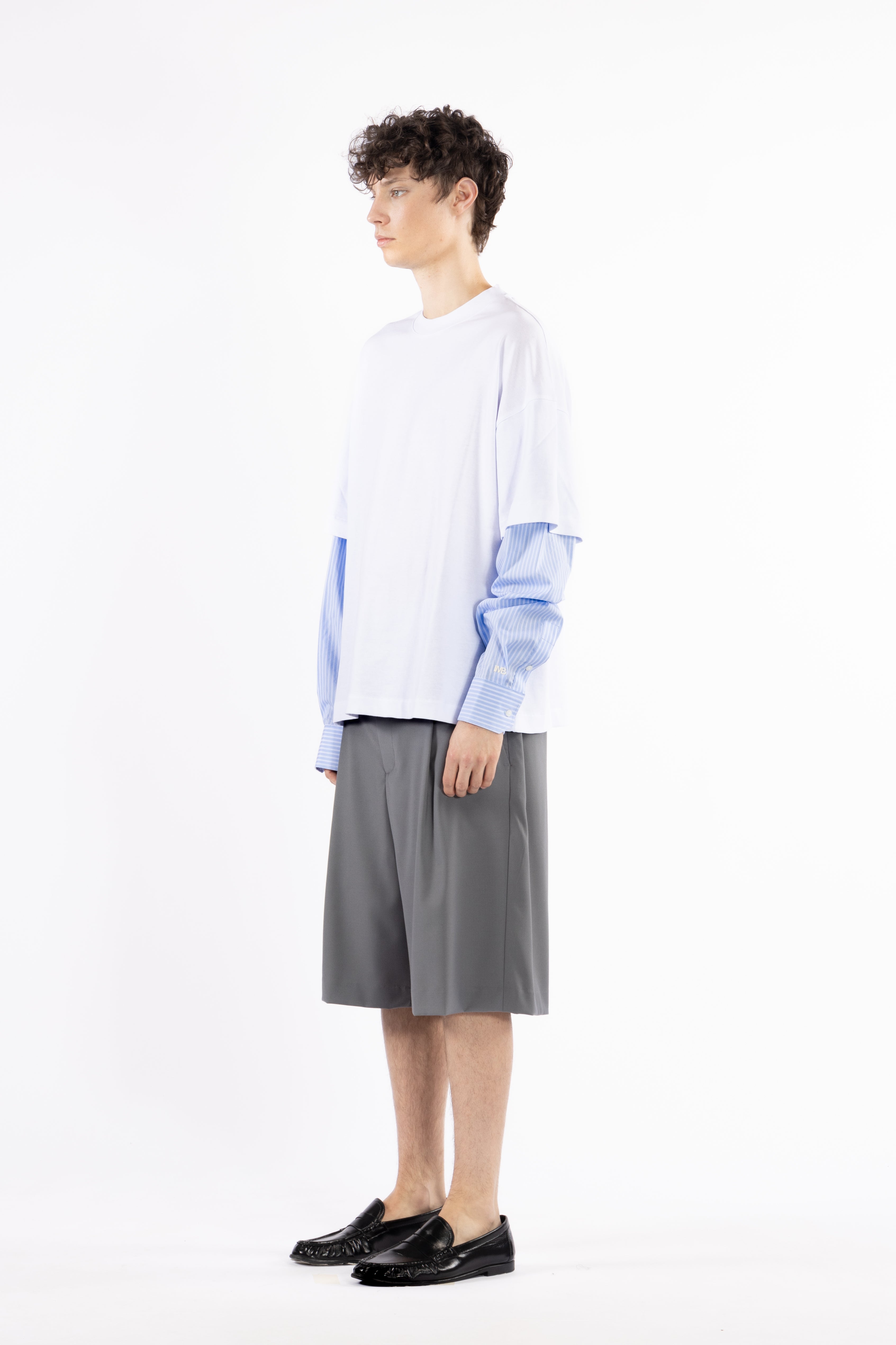 T-shirt oversize doppia manica camicia - Bianco