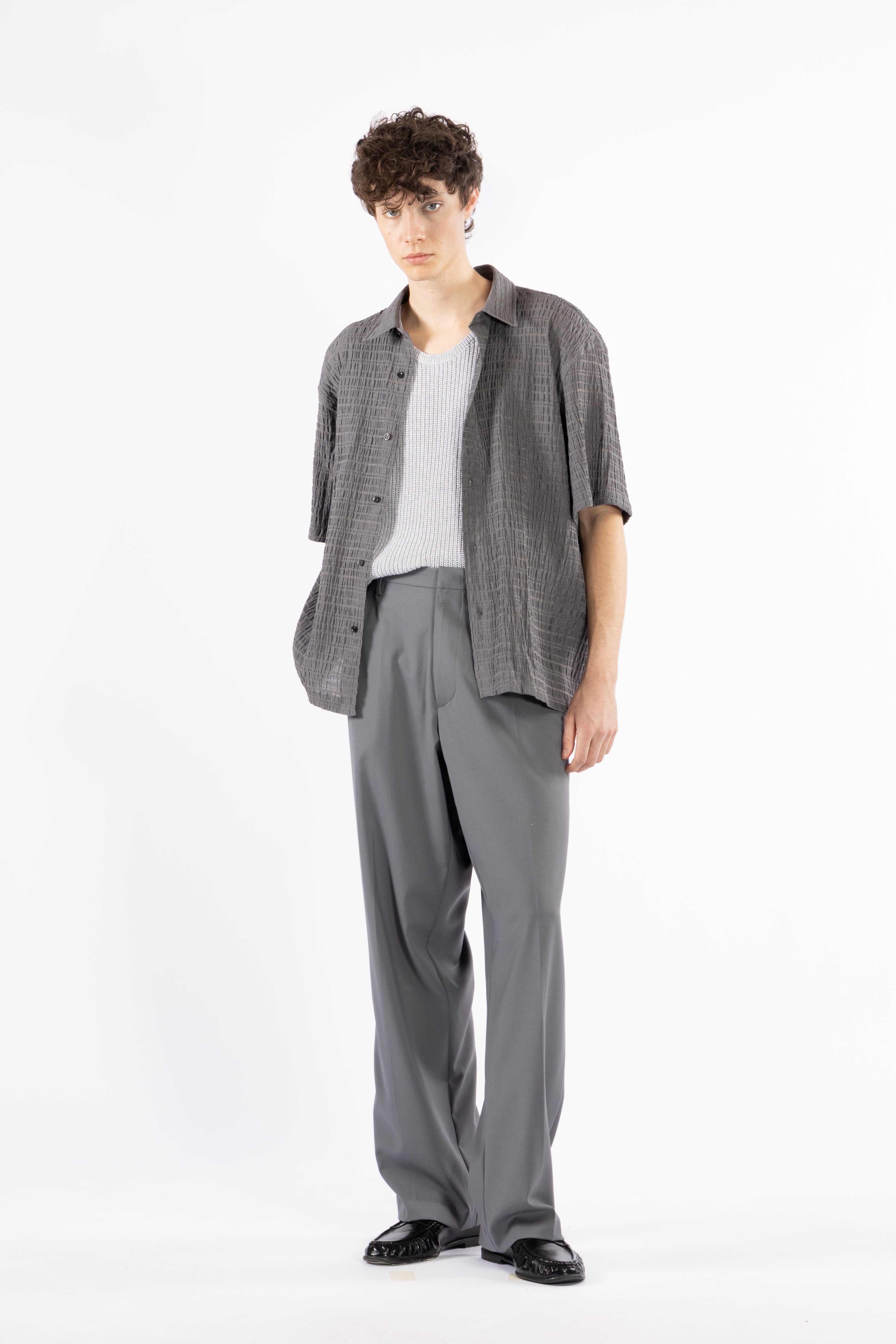 Canotta ampia in maglia - Grigio