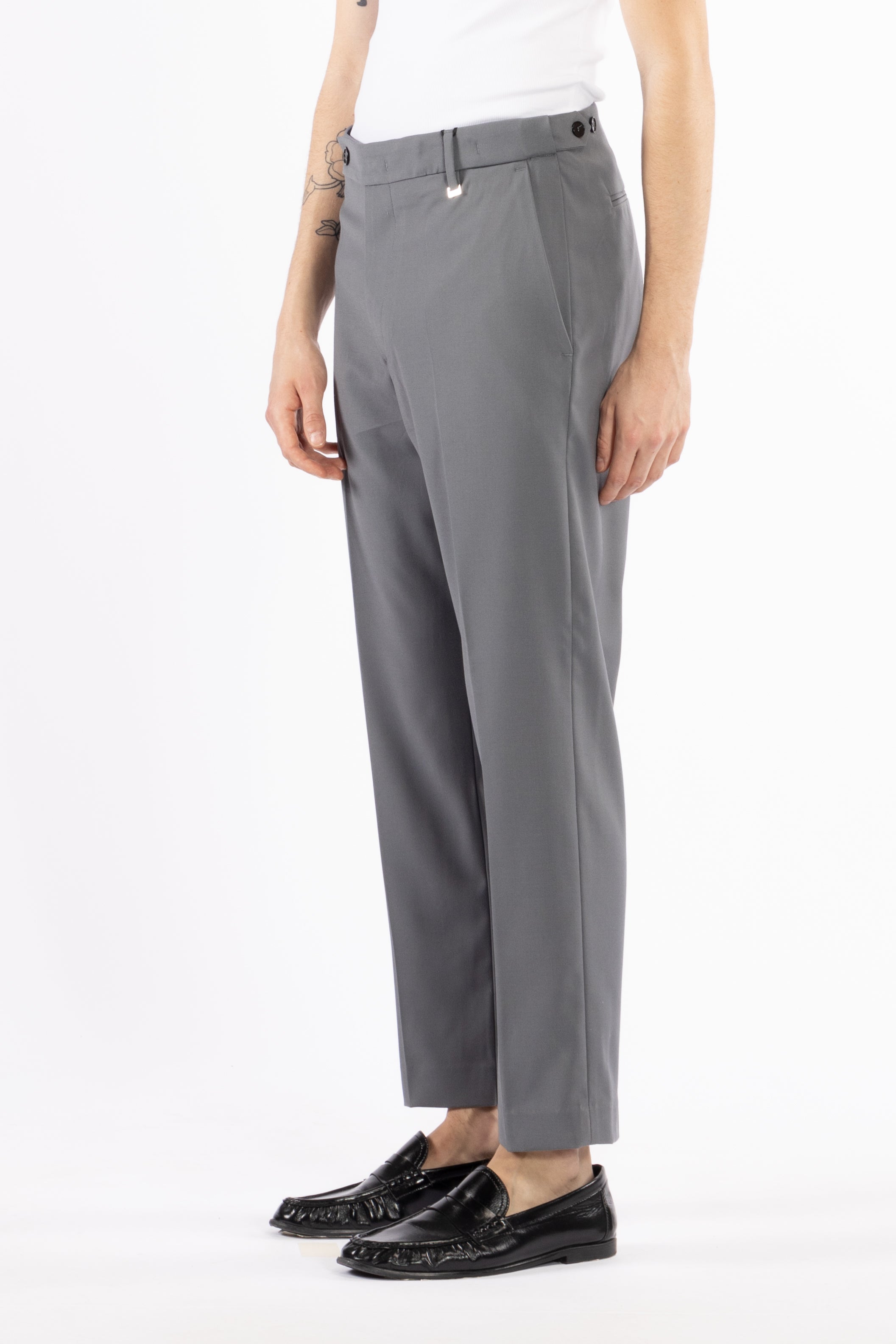 Pantalone regolare vita alta - Grigio
