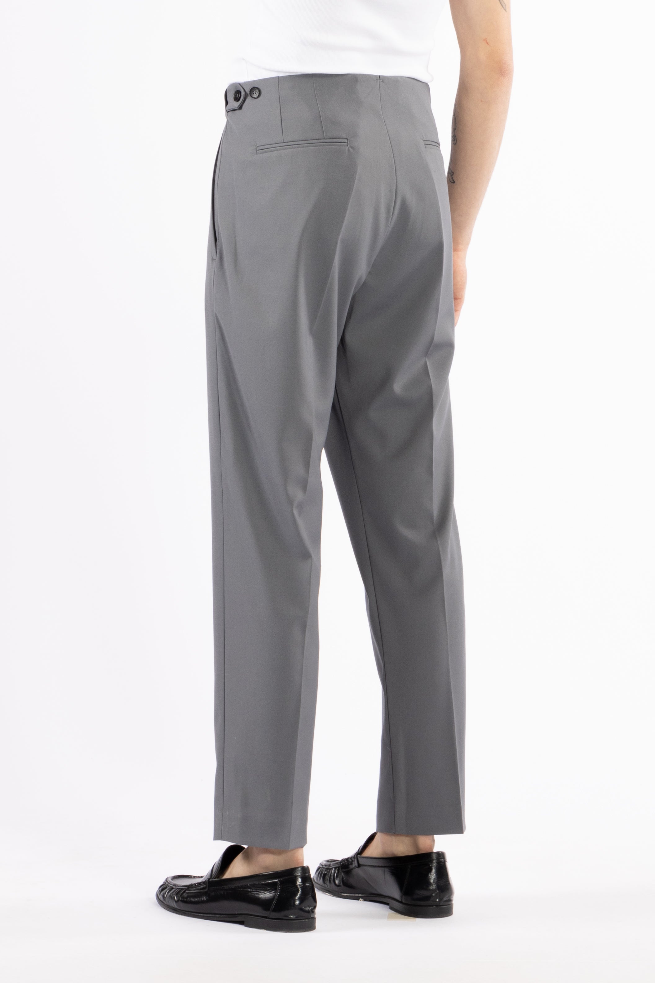 Pantalone regolare vita alta - Grigio