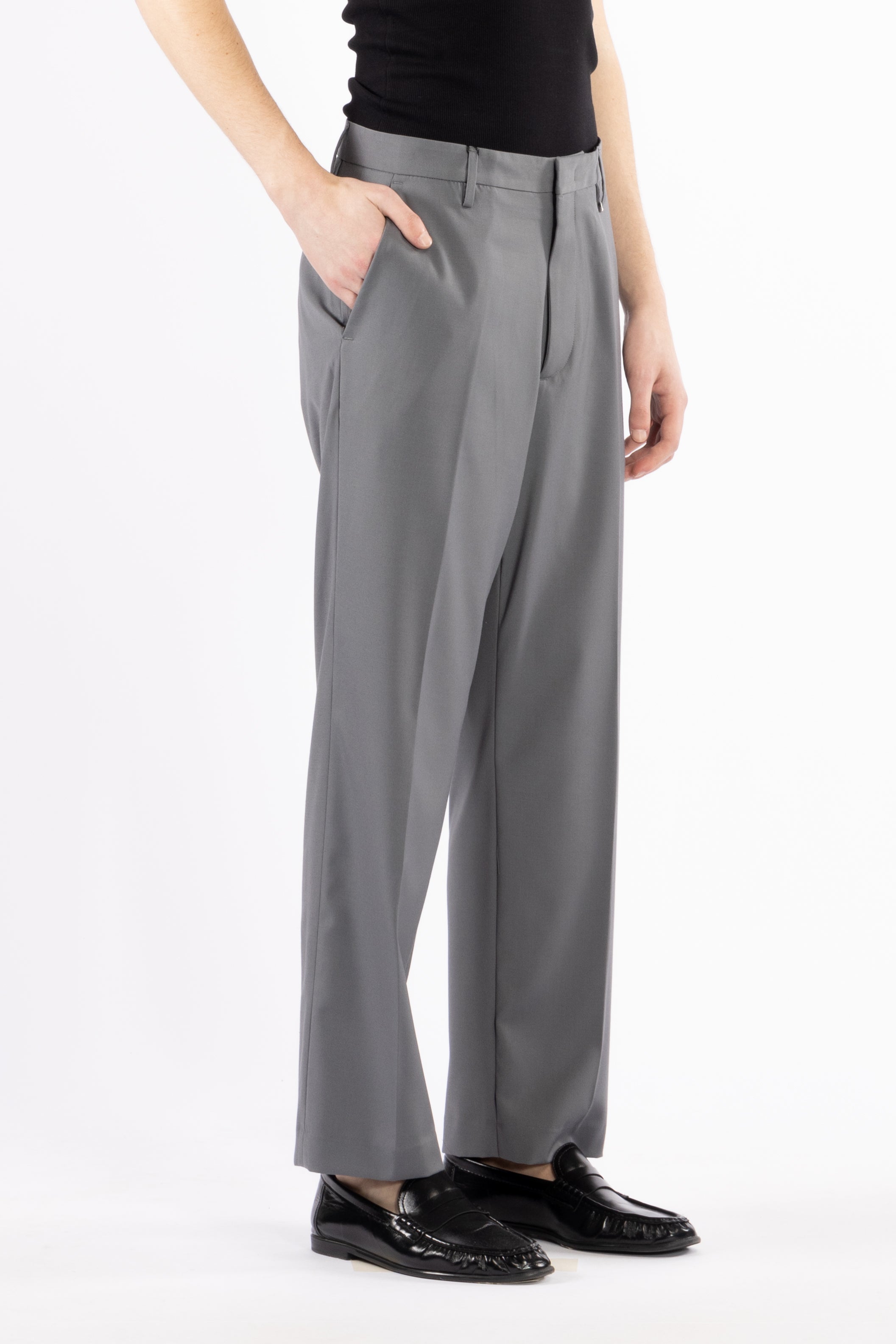 Pantalone gamba dritta crop fit - Grigio