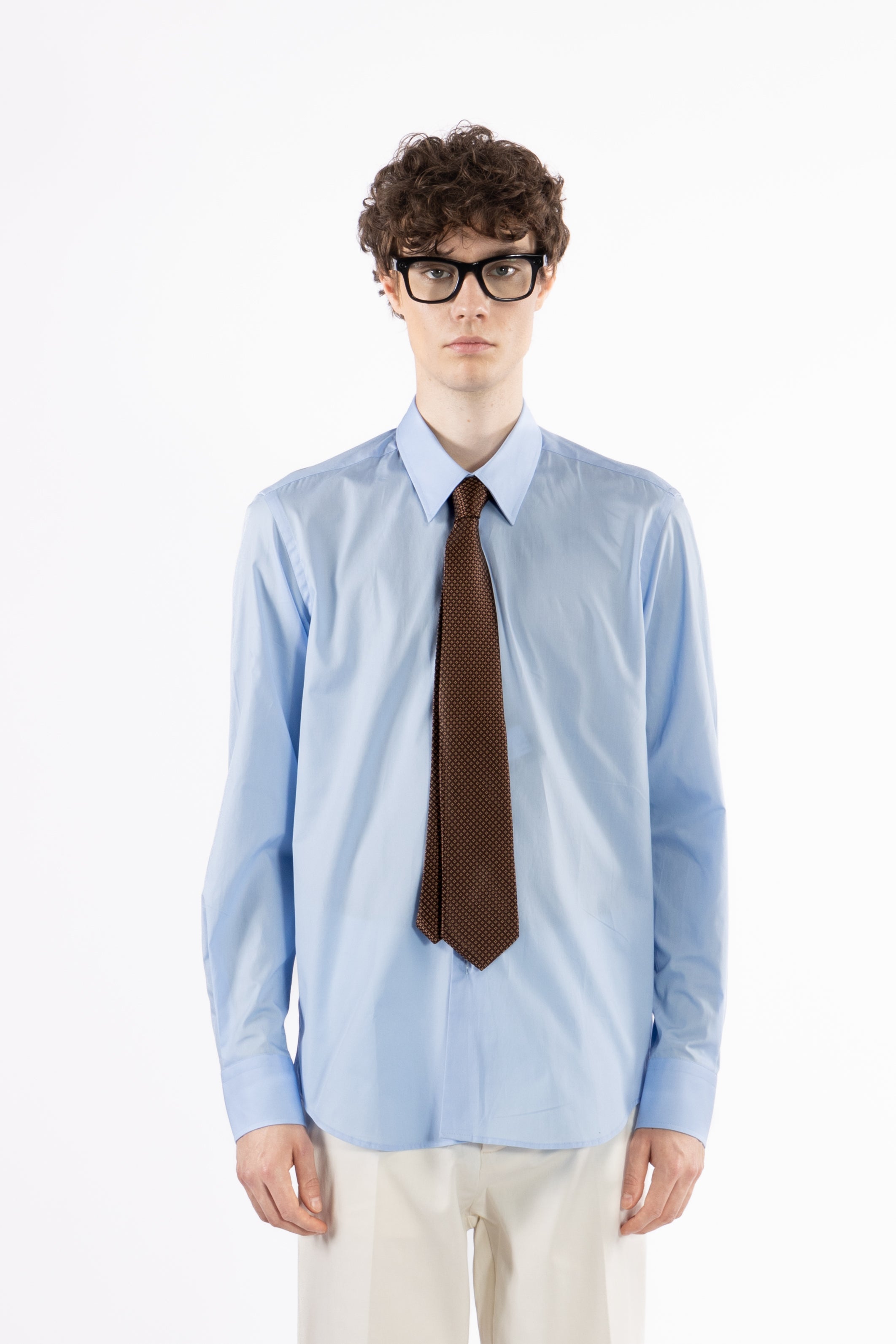 Regular-fit cotton dress shirt - Light blue