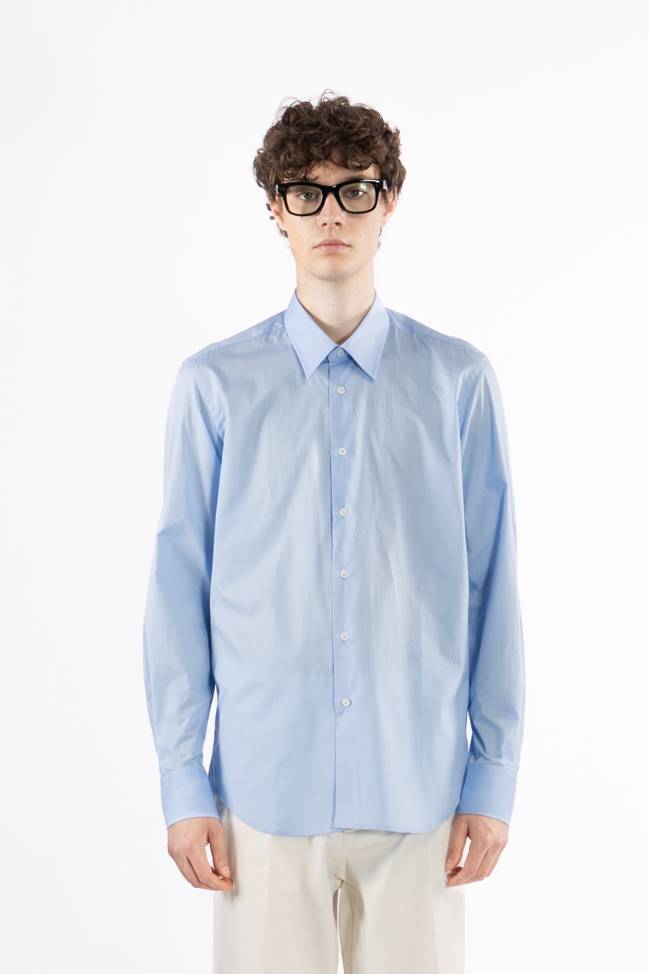 Regular-fit cotton dress shirt - Light blue