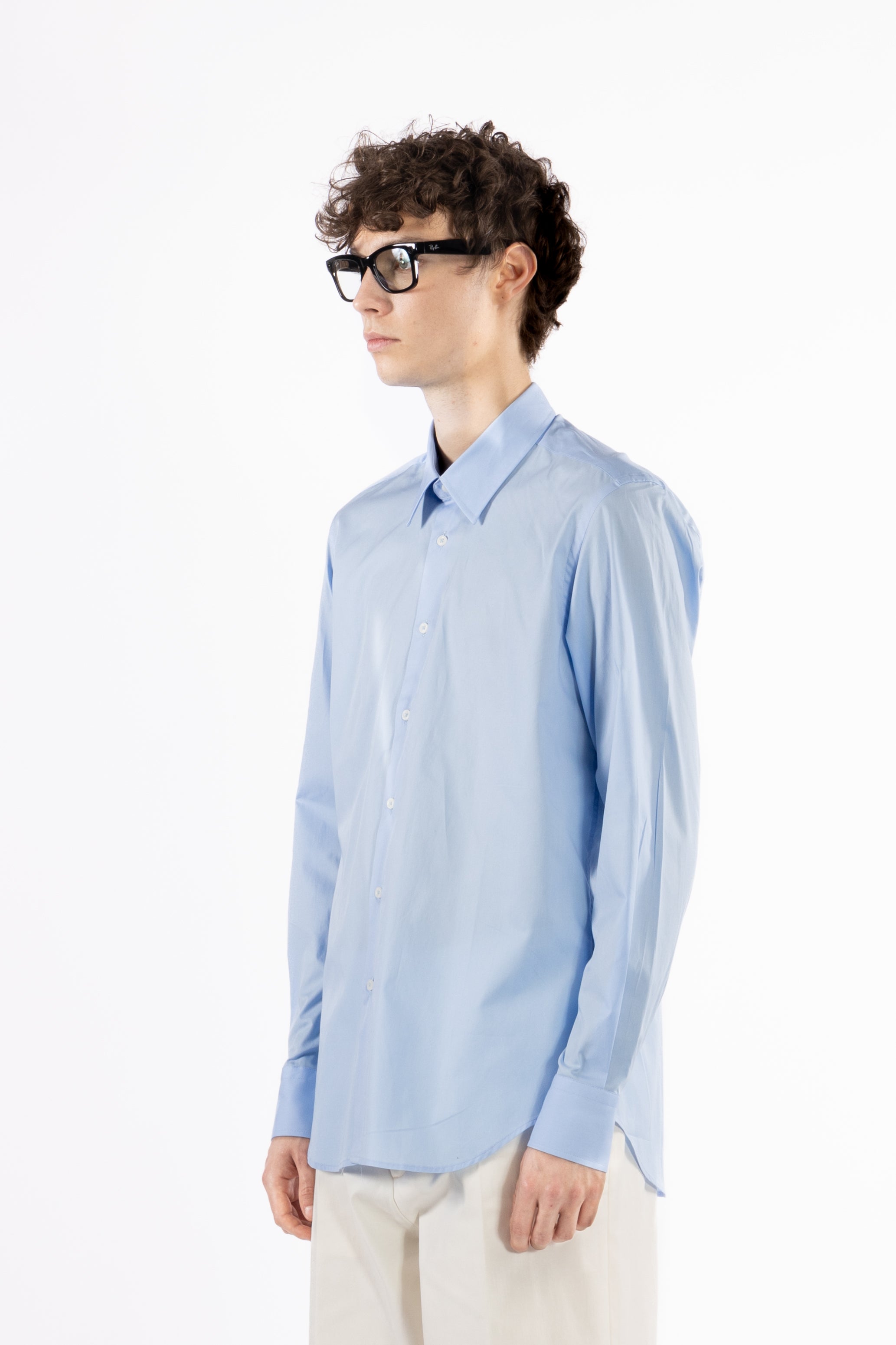 Regular-fit cotton dress shirt - Light blue