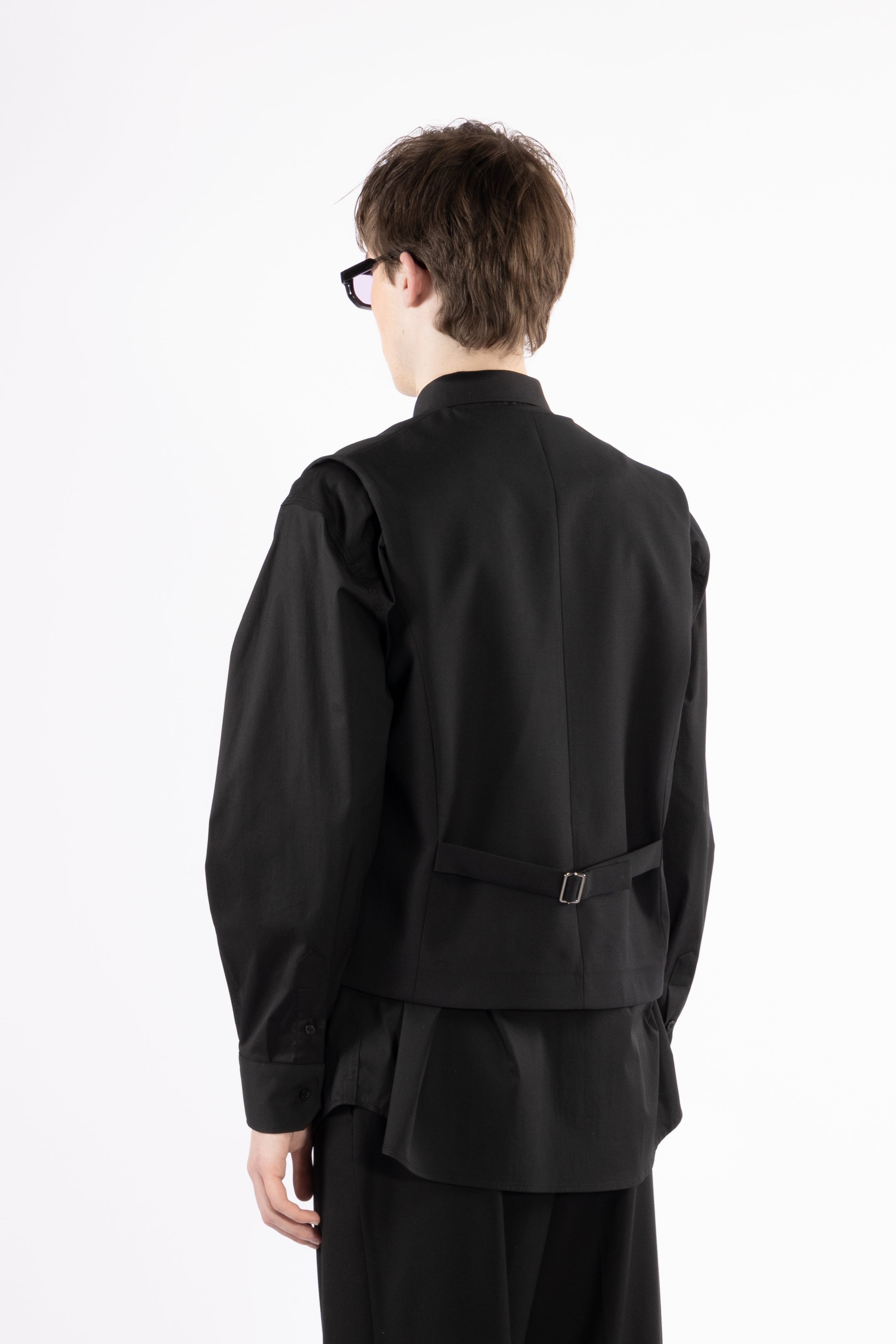 Giacca gilet senza maniche misto lana - Nero