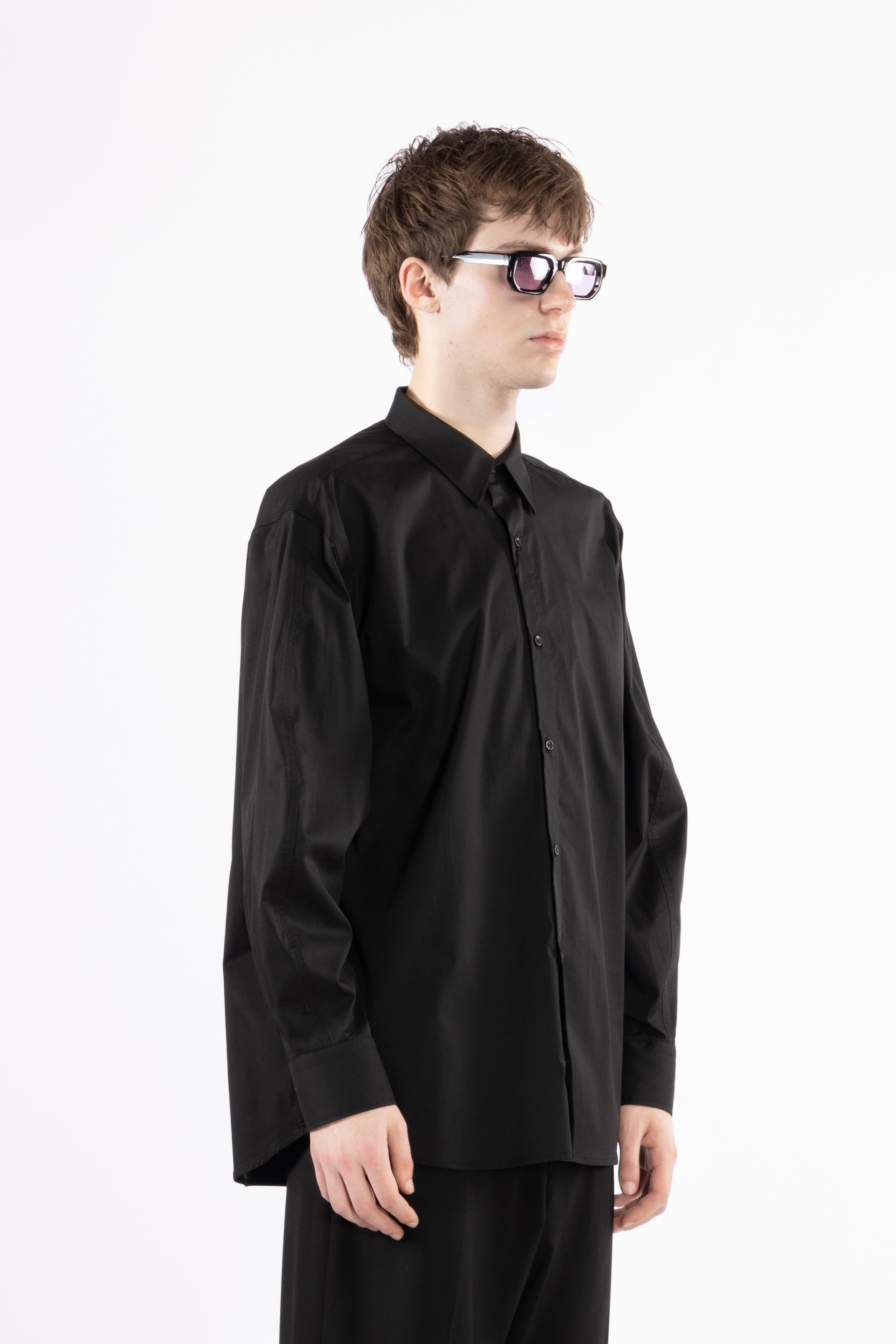 Camicia oversize in cotone - Nero