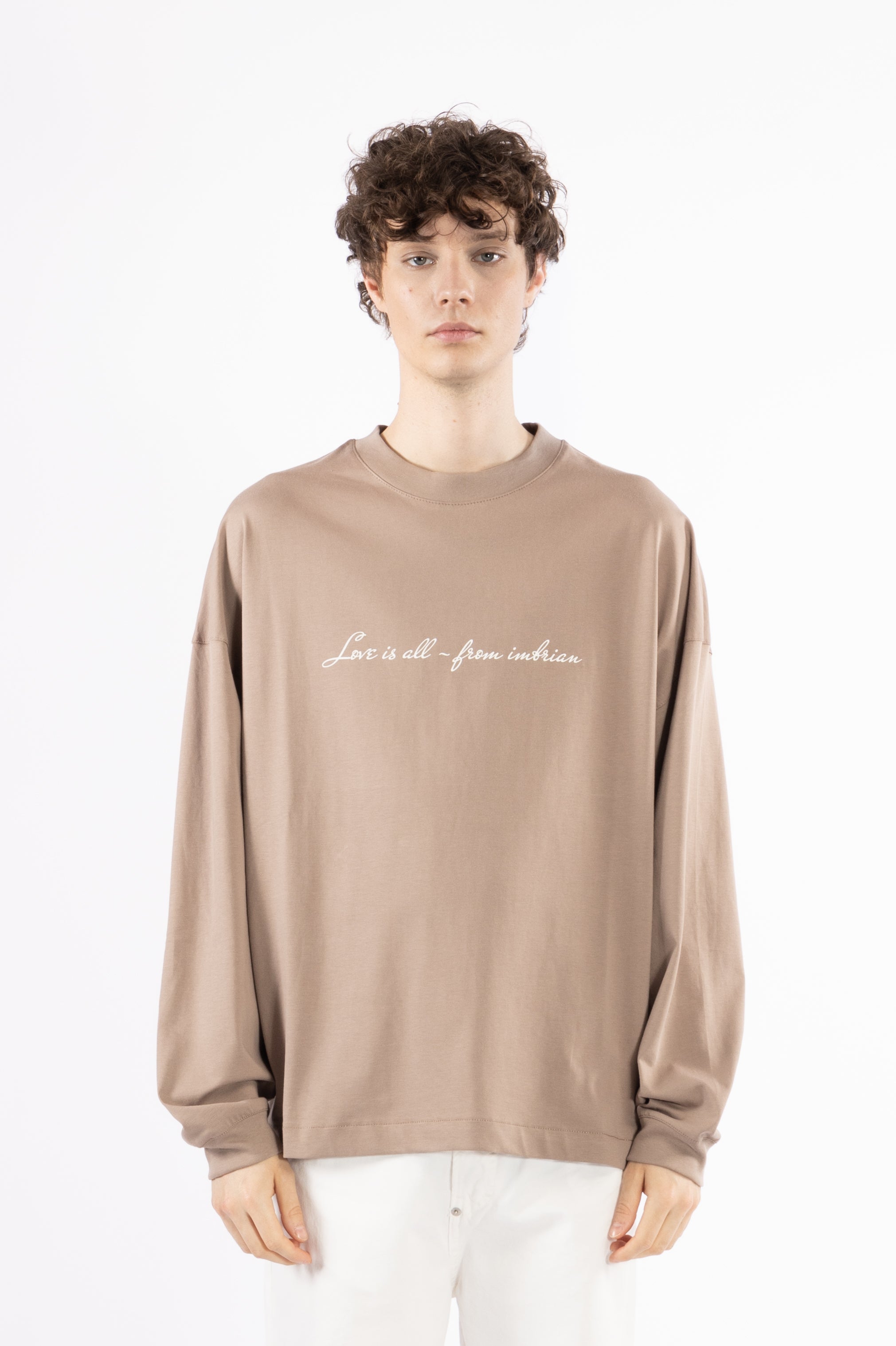 T-shirt oversize maniche lunghe - Taupe