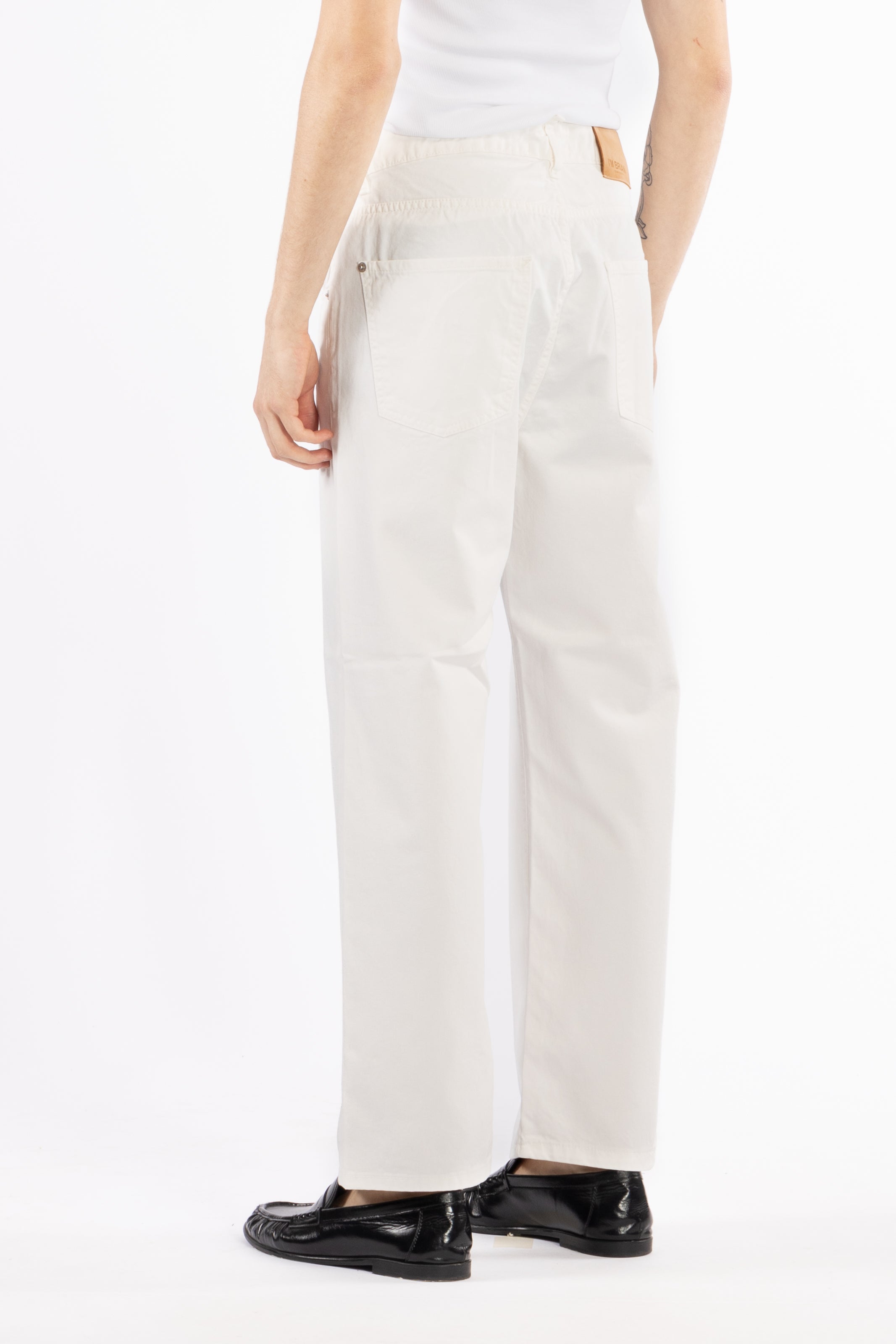 Jeans in cotone denim crop fit - Panna