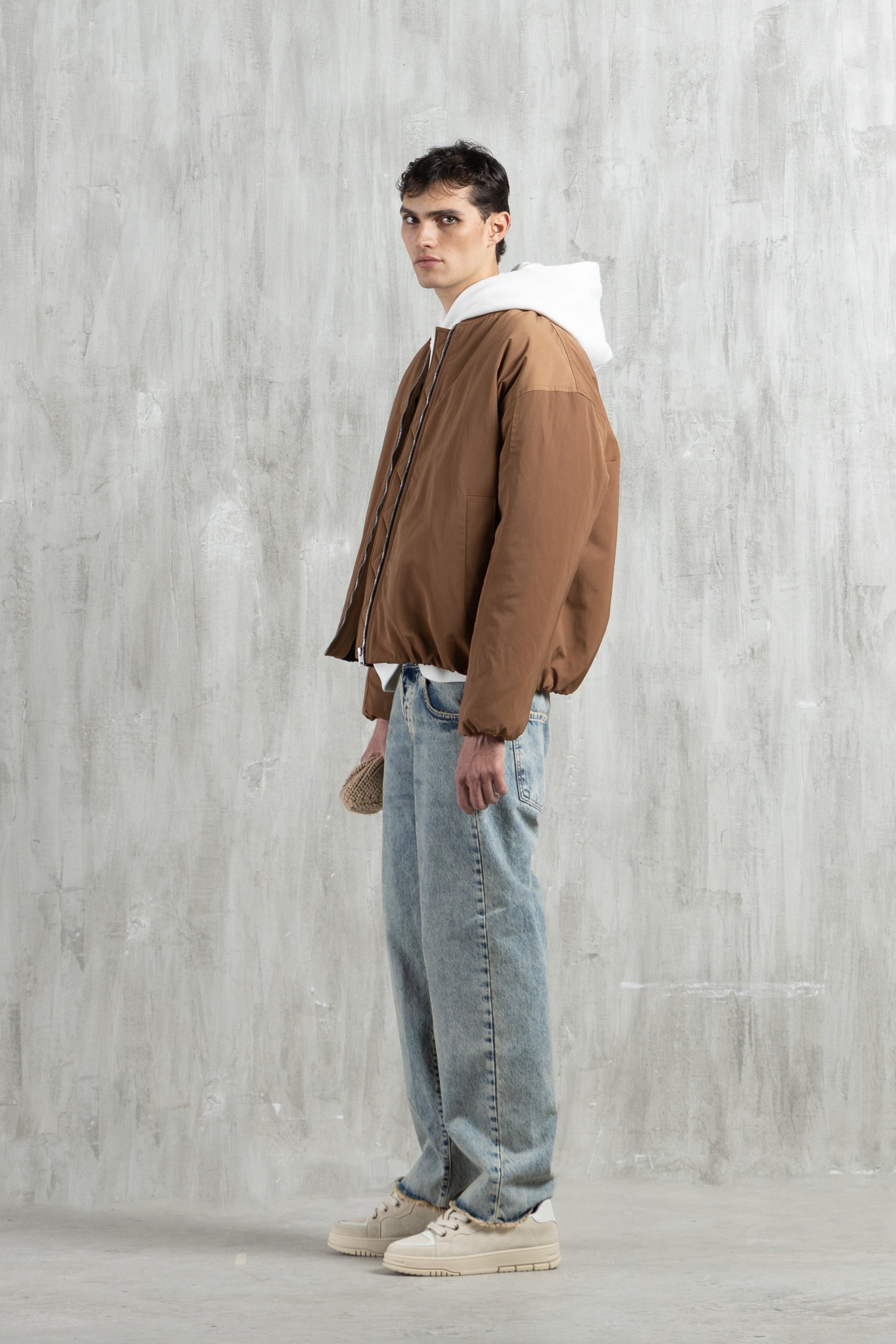 Bomber oversize in nylon - Tabacco