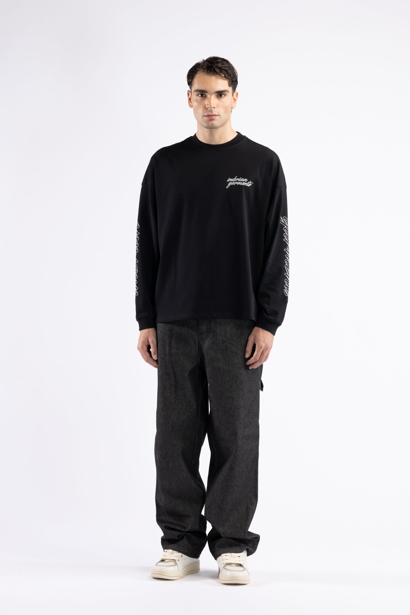 T-shirt oversize maniche lunghe - Nero