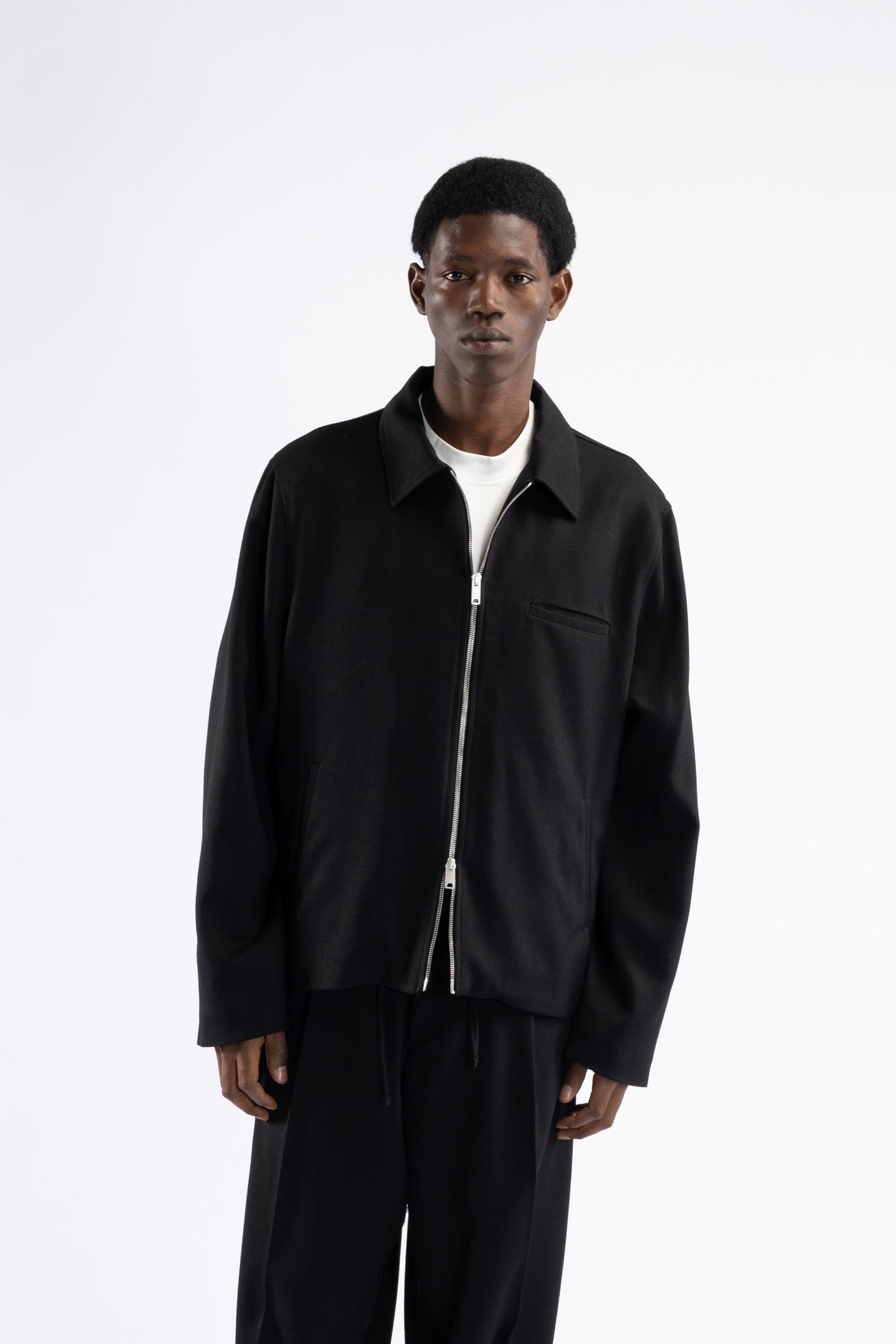 Giacca camicia con cerniera - Nero