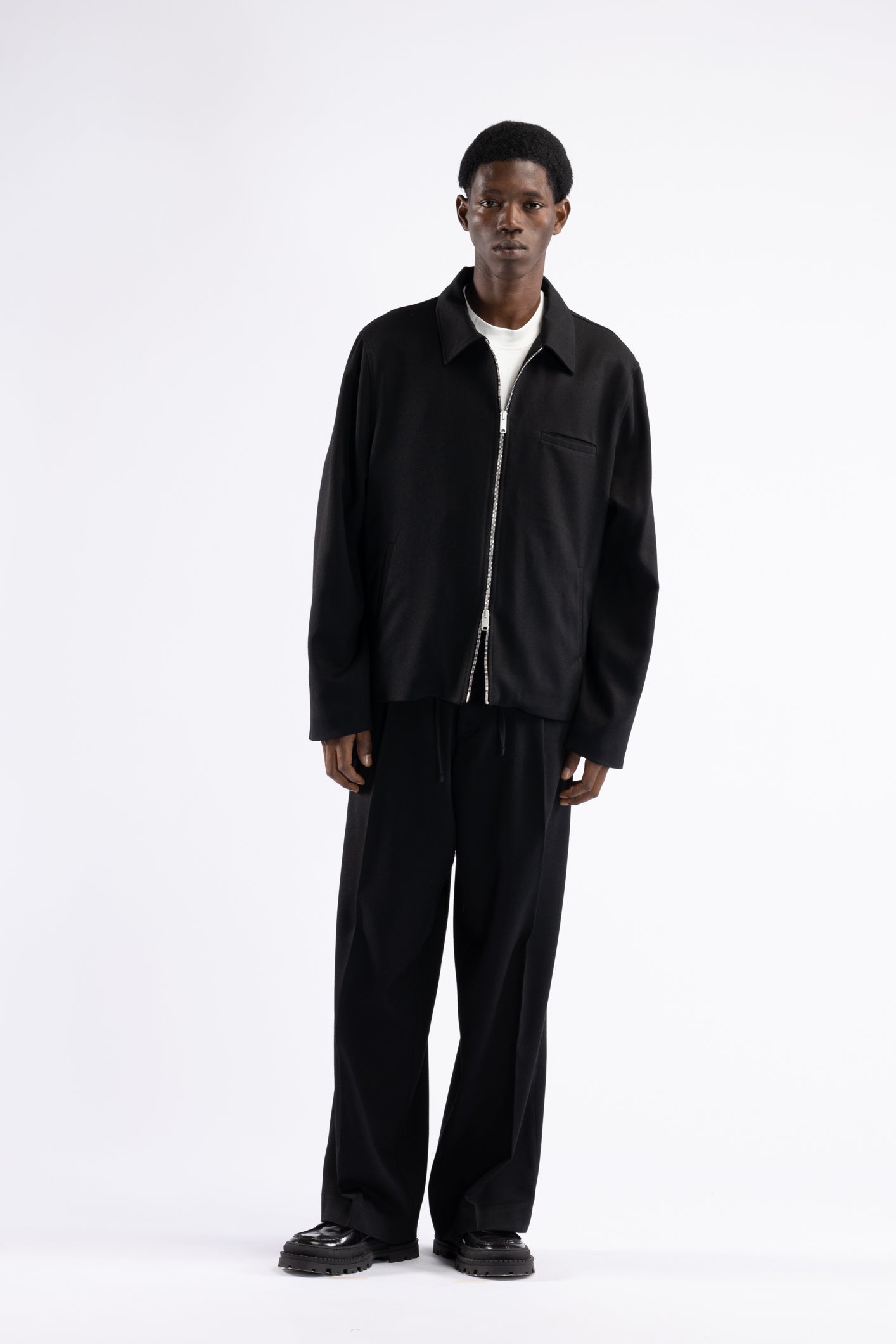 Giacca camicia con cerniera - Nero