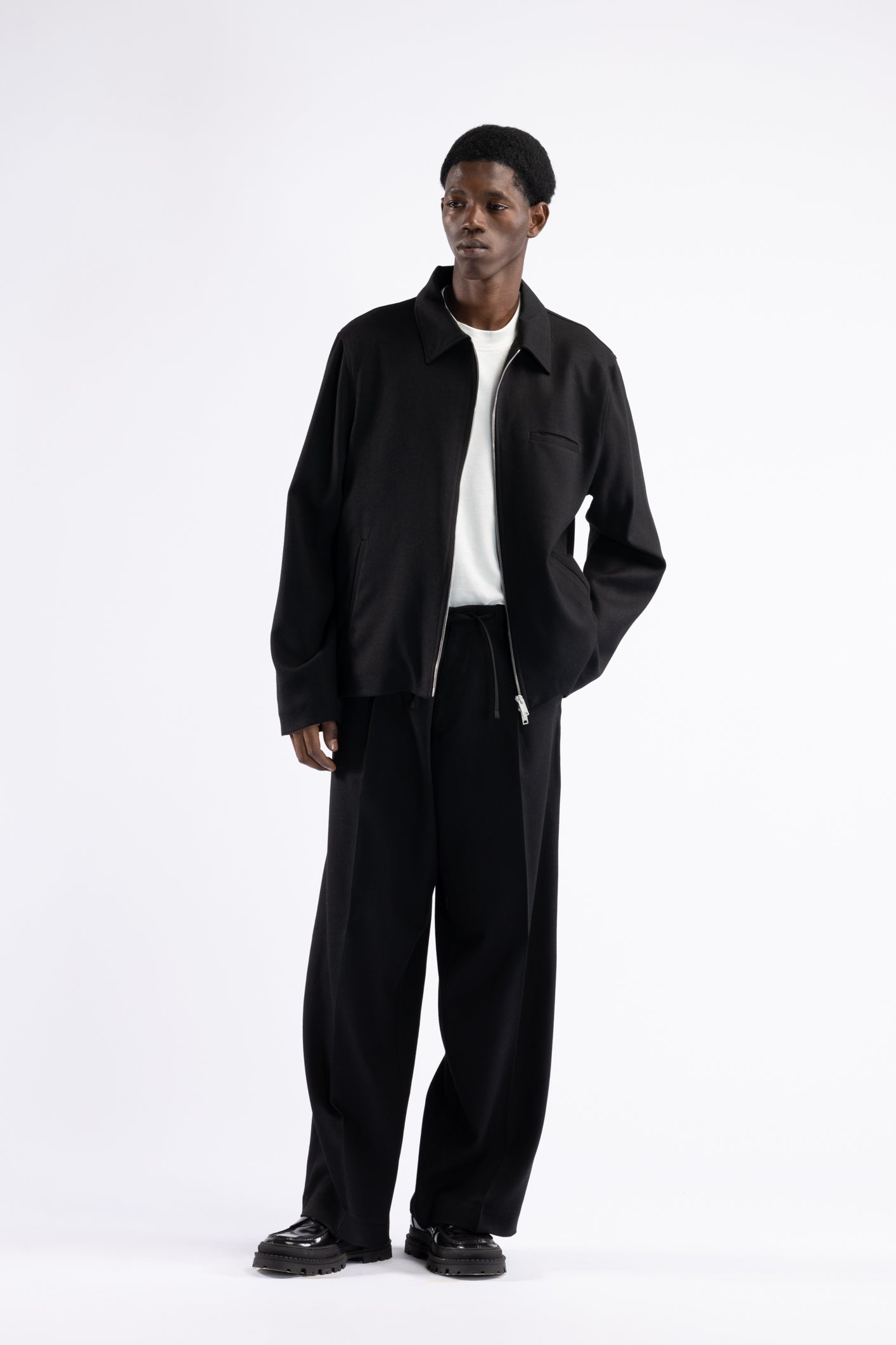Giacca camicia con cerniera - Nero