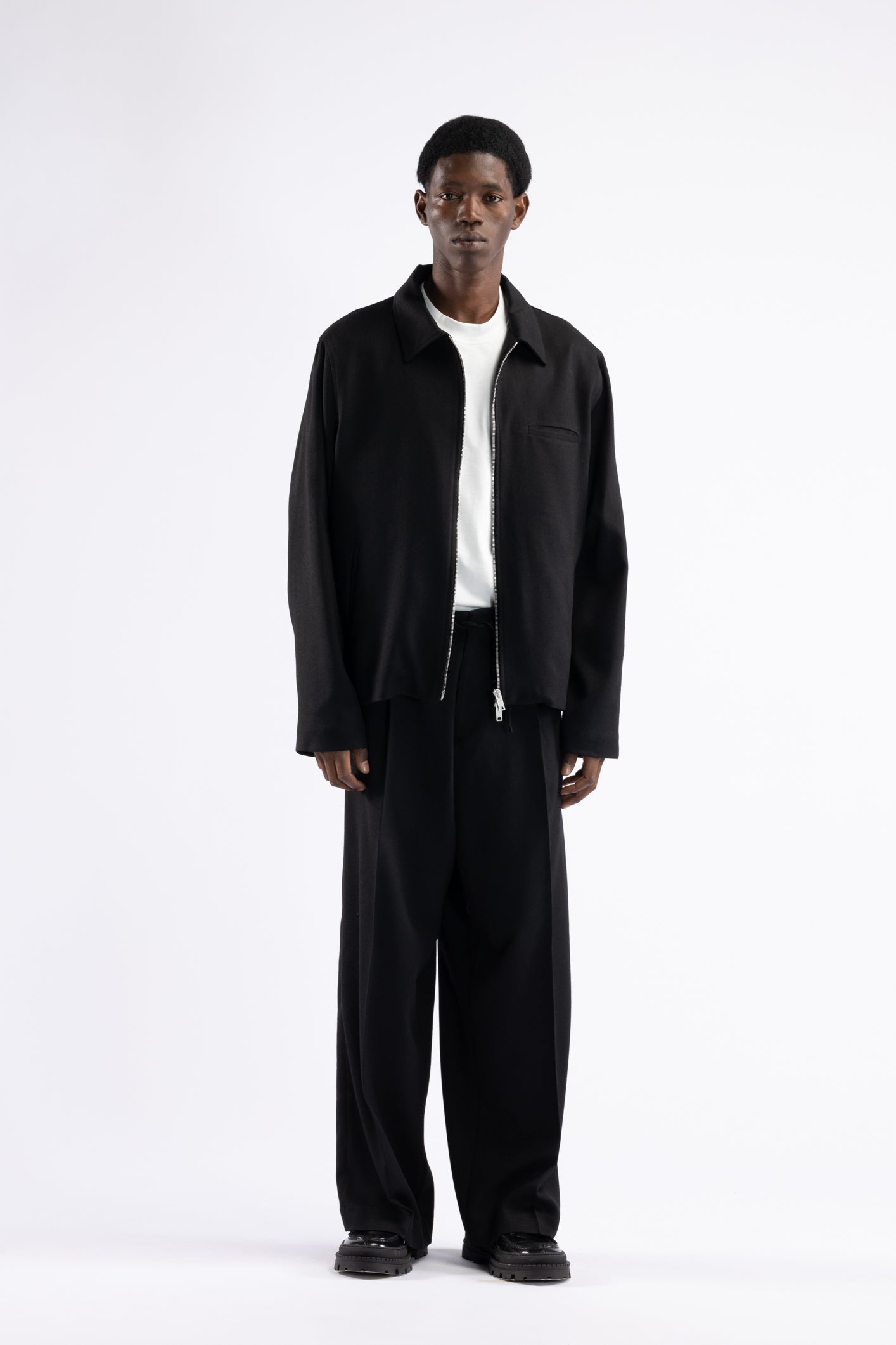 Giacca camicia con cerniera - Nero