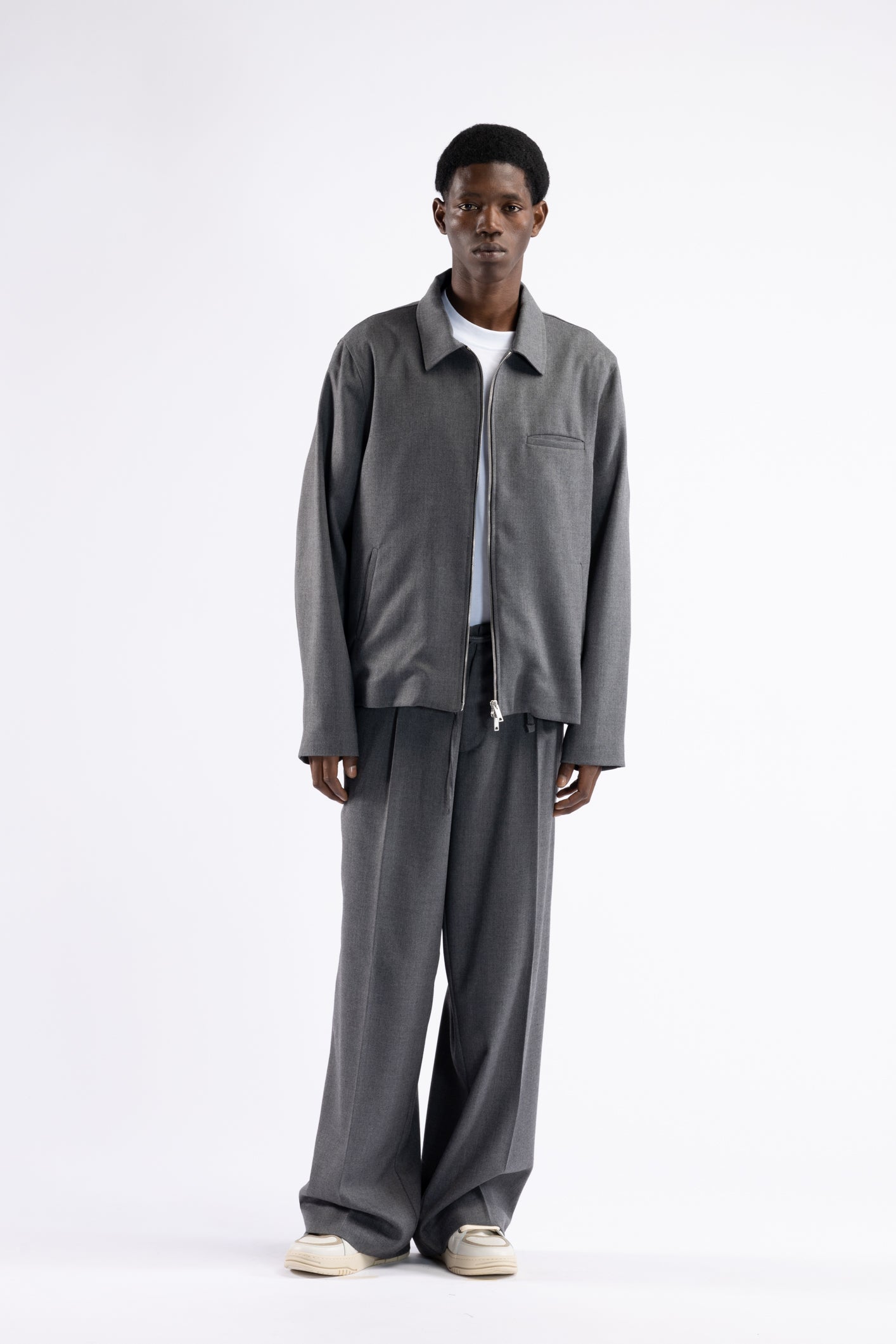 Giacca camicia con cerniera - Grigio