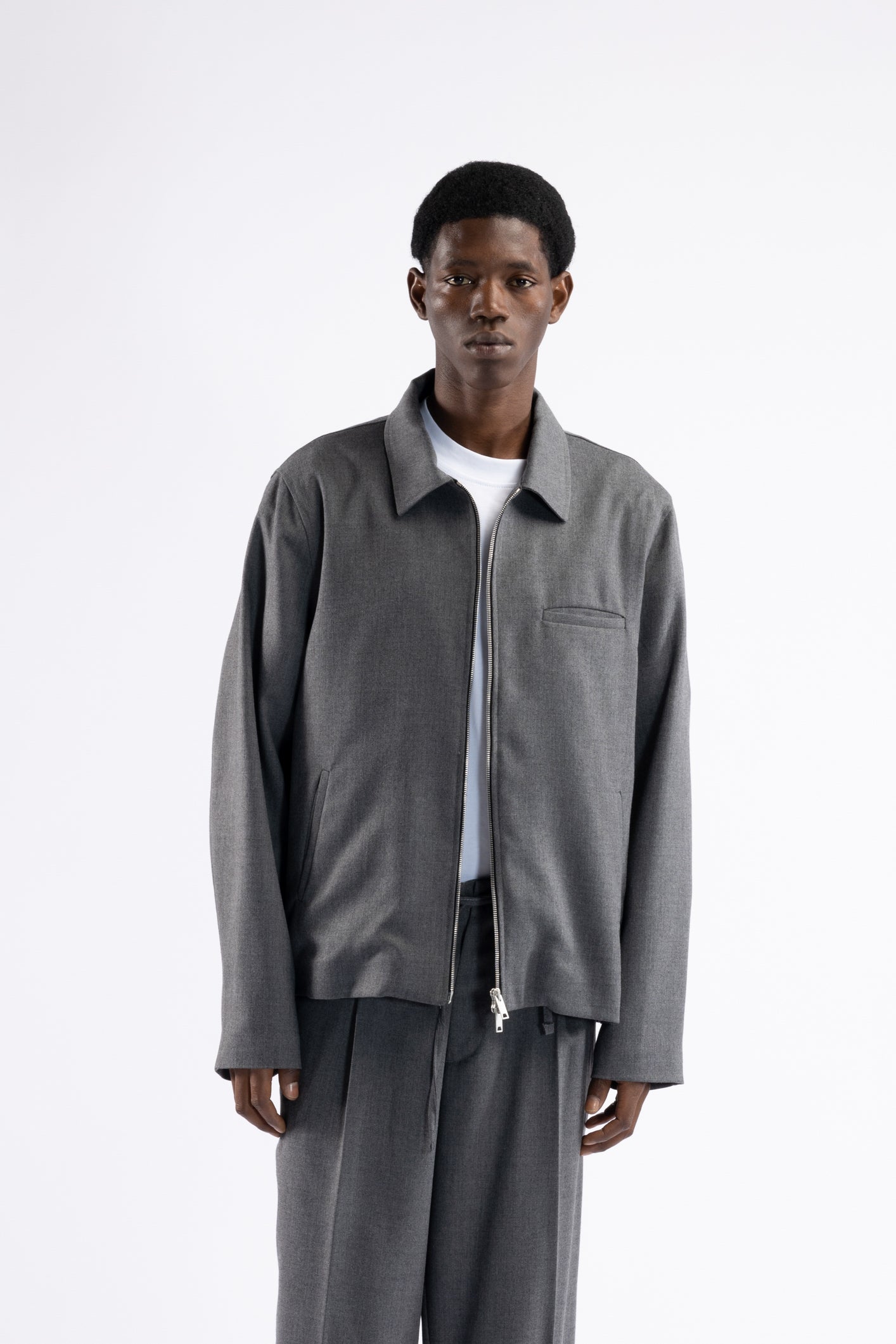 Giacca camicia con cerniera - Grigio