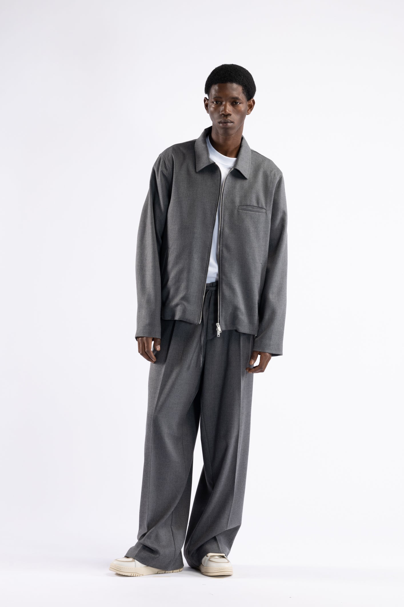 Giacca camicia con cerniera - Grigio