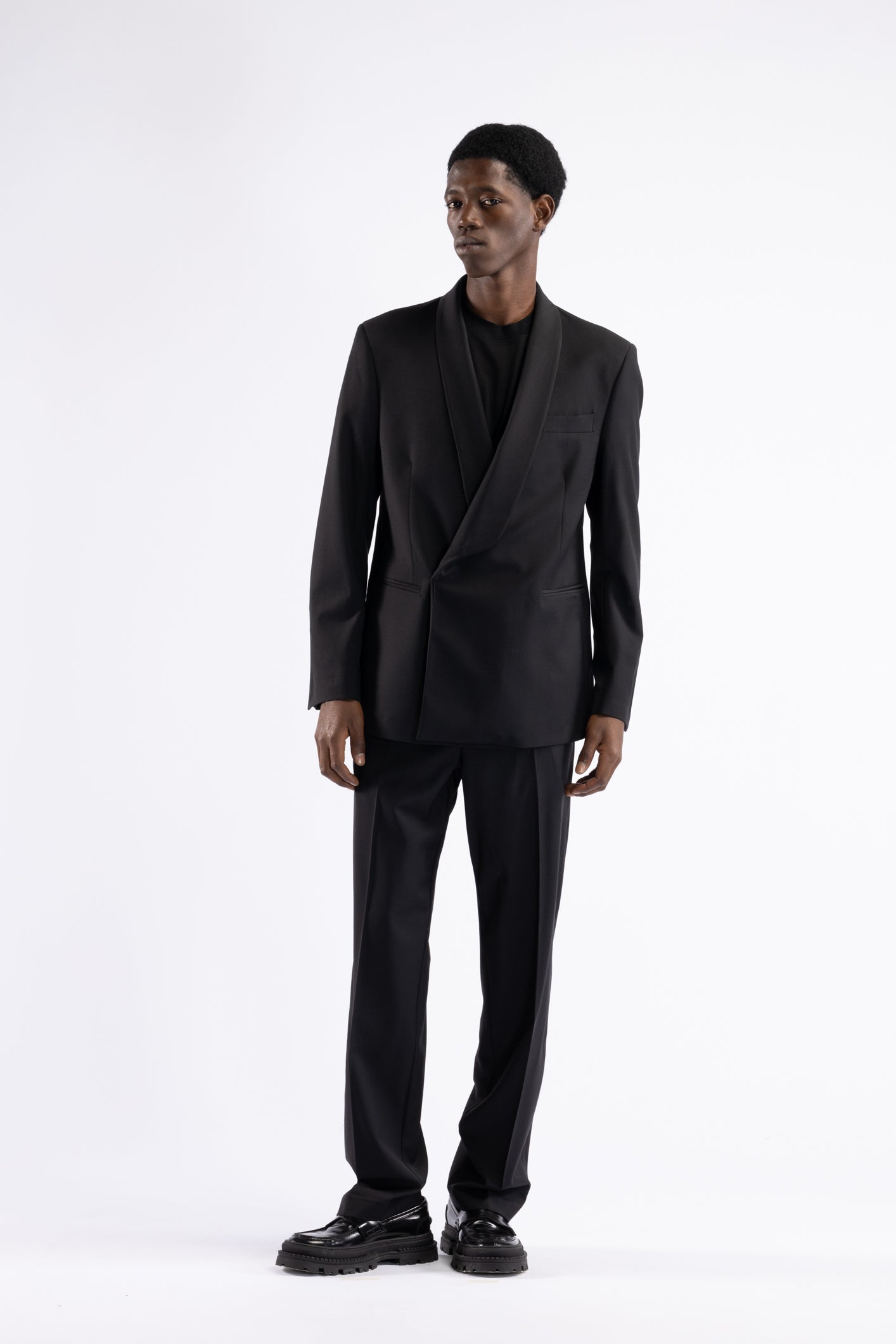 Pantalone in lana gamba dritta - Nero