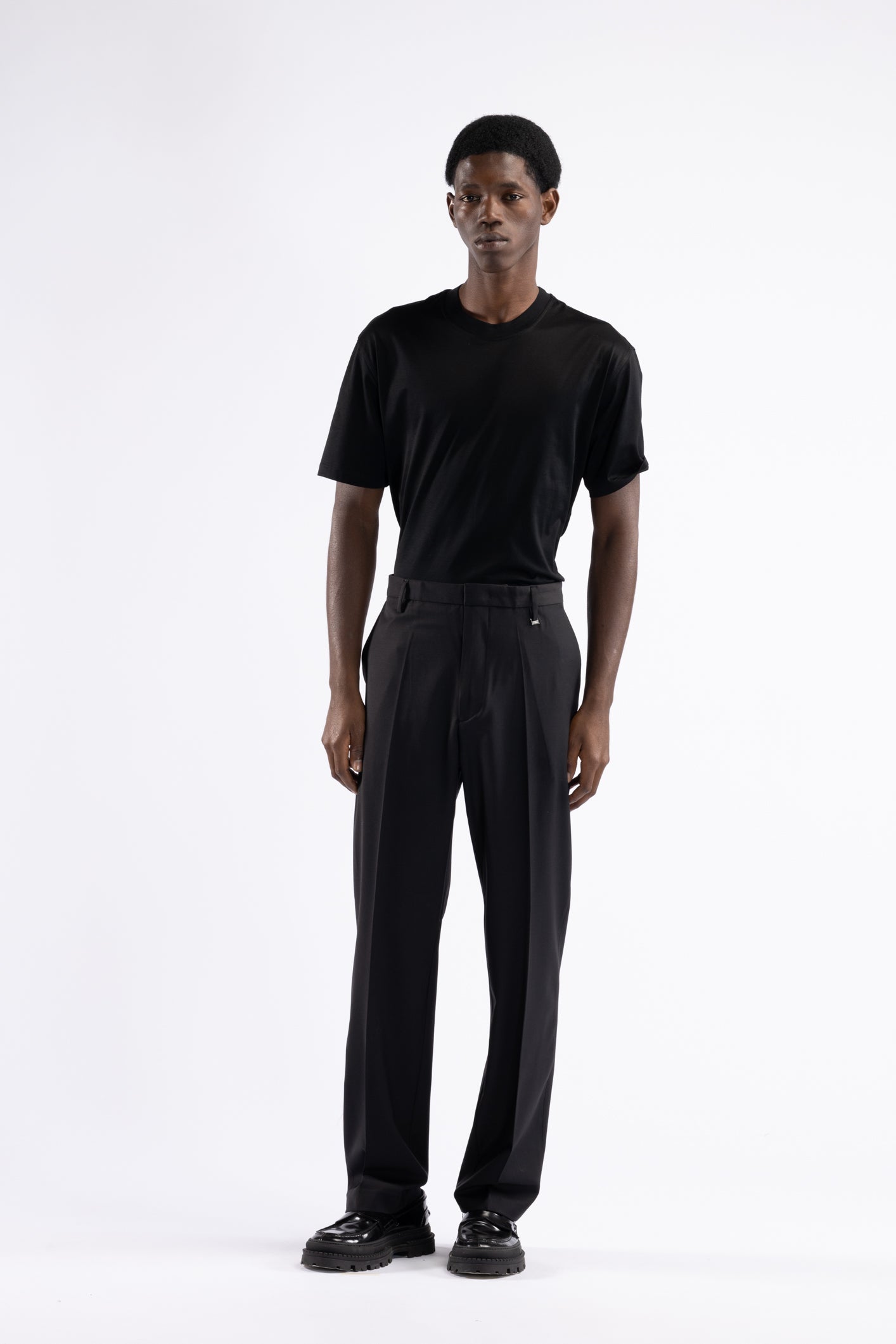Pantalone in lana gamba dritta - Nero