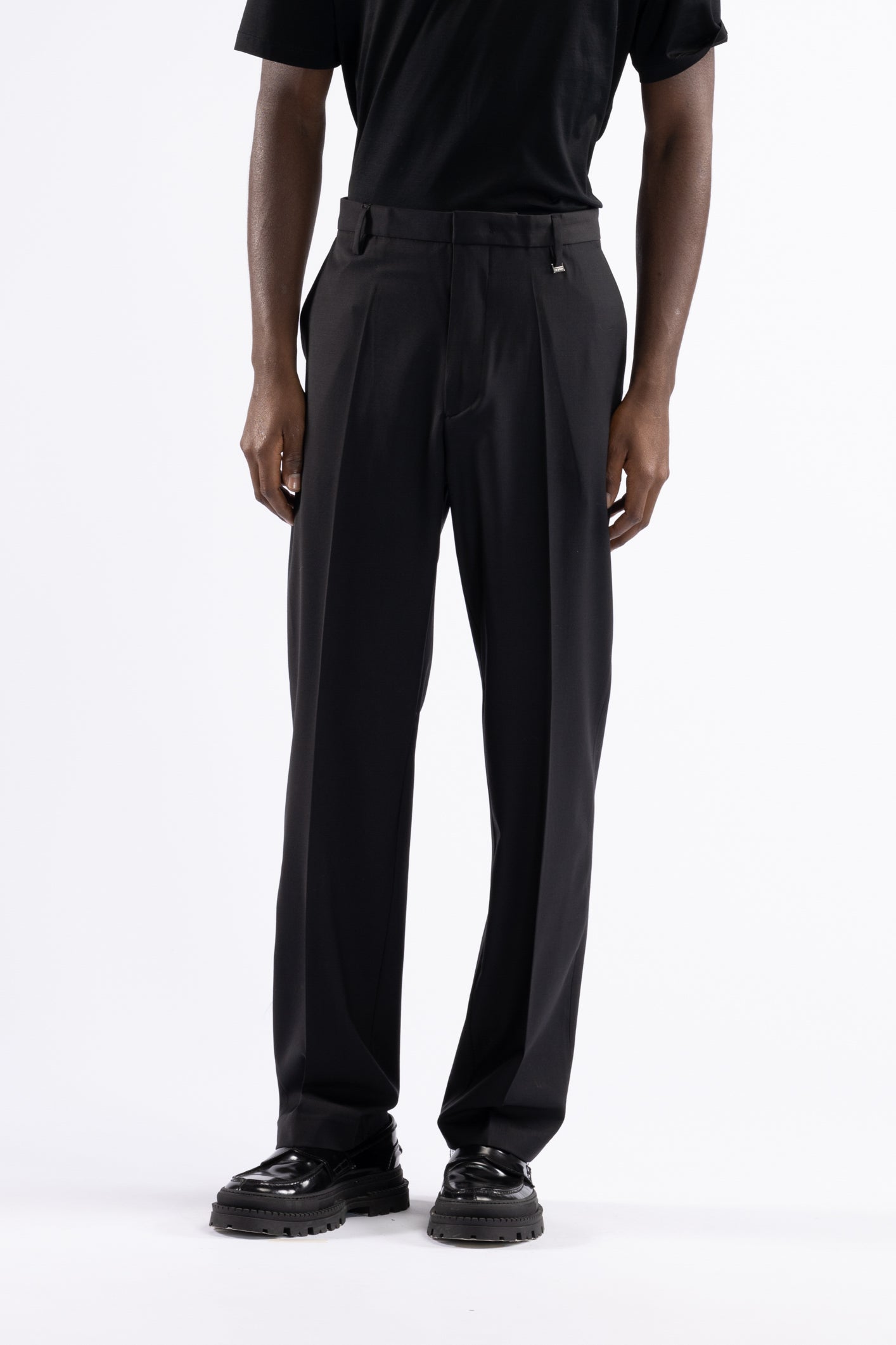 Pantalone in lana gamba dritta - Nero