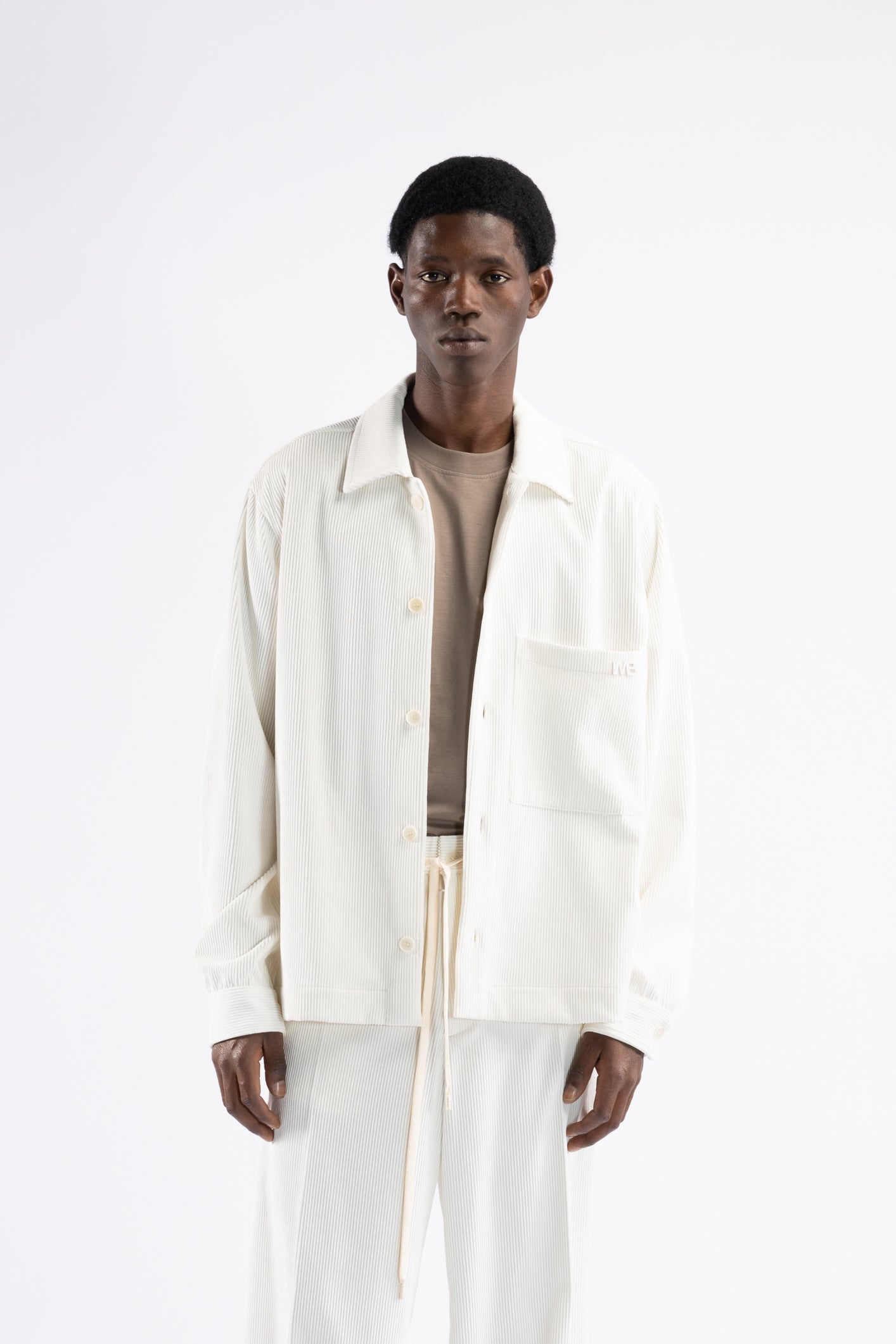Camicia in velluto a coste - Panna